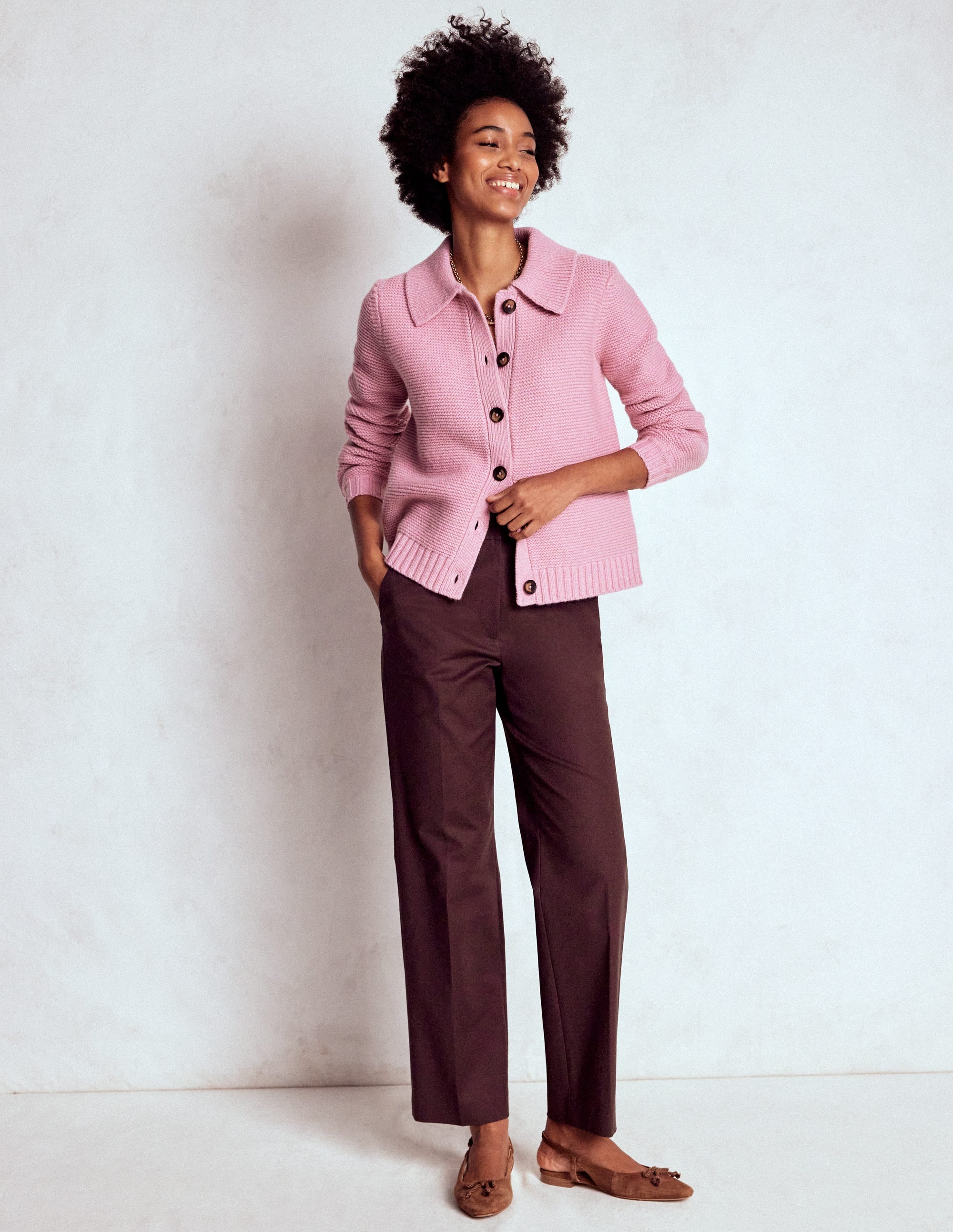 Canonbury Cotton 7/8 Trousers-Deep Aubergine - Image 1