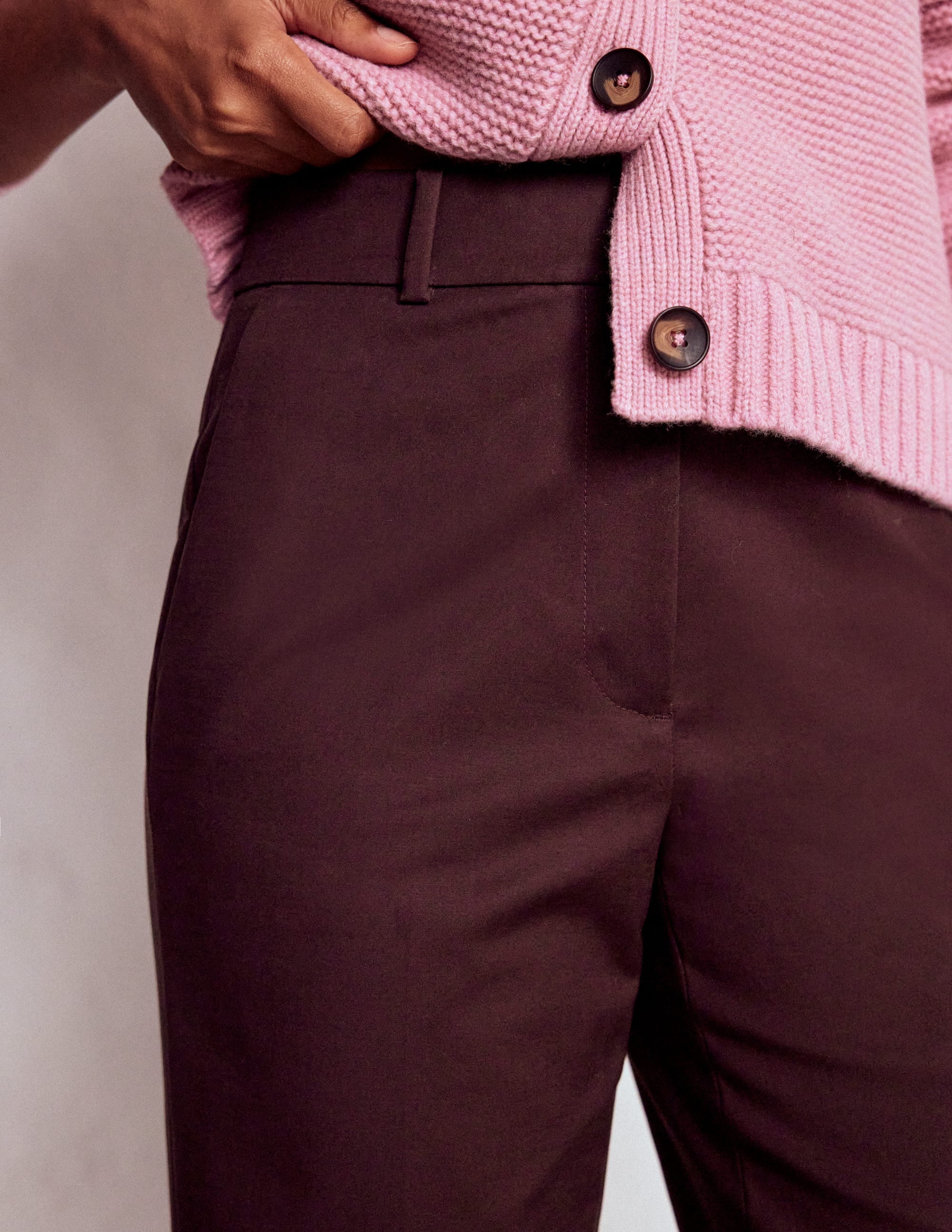 Canonbury Cotton 7/8 Trousers-Deep Aubergine - Image 2