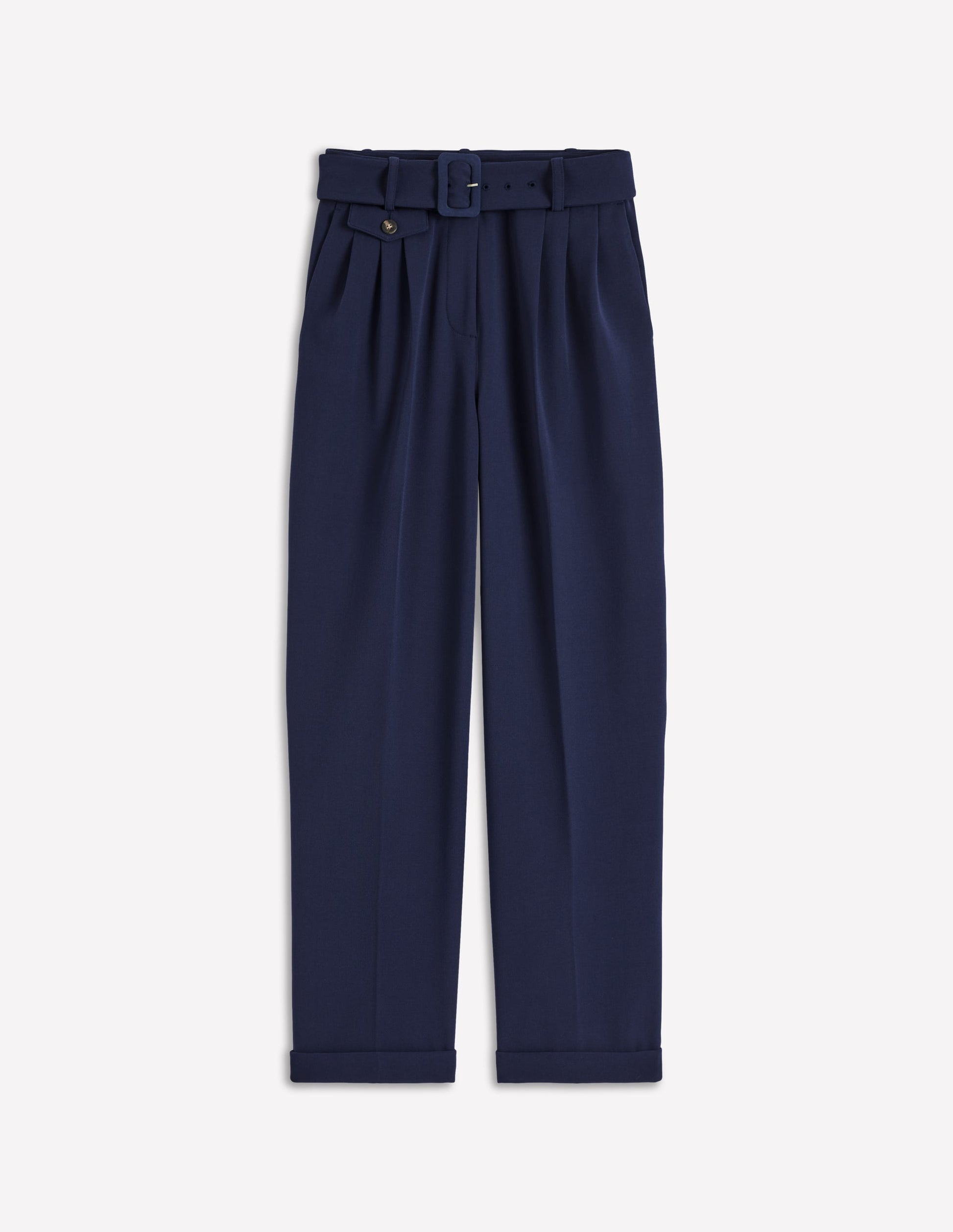 Pleat Front Trousers-Navy-6