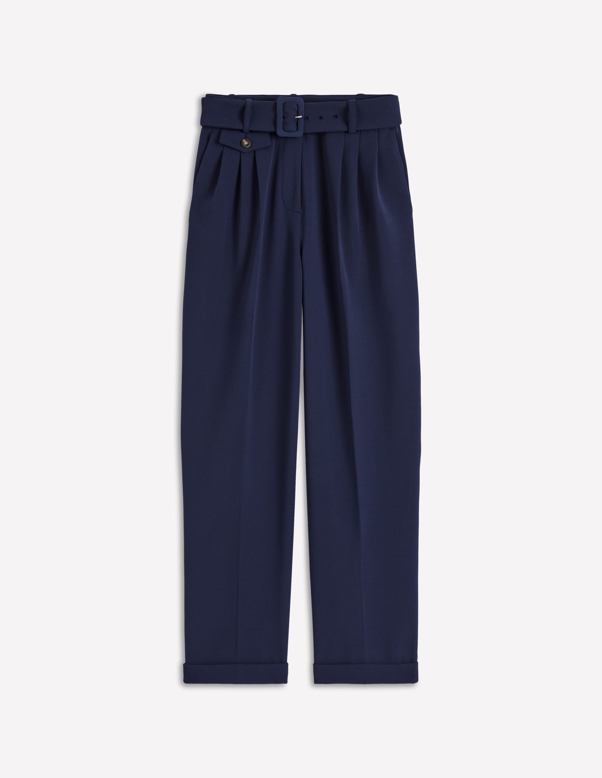 Pleat Front Trousers-Navy - Image 6