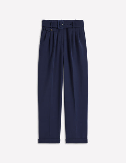 Pleat Front Trousers-Navy-6
