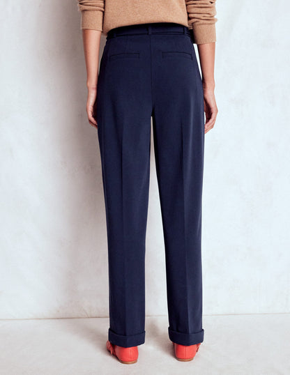 Pleat Front Trousers-Navy-3