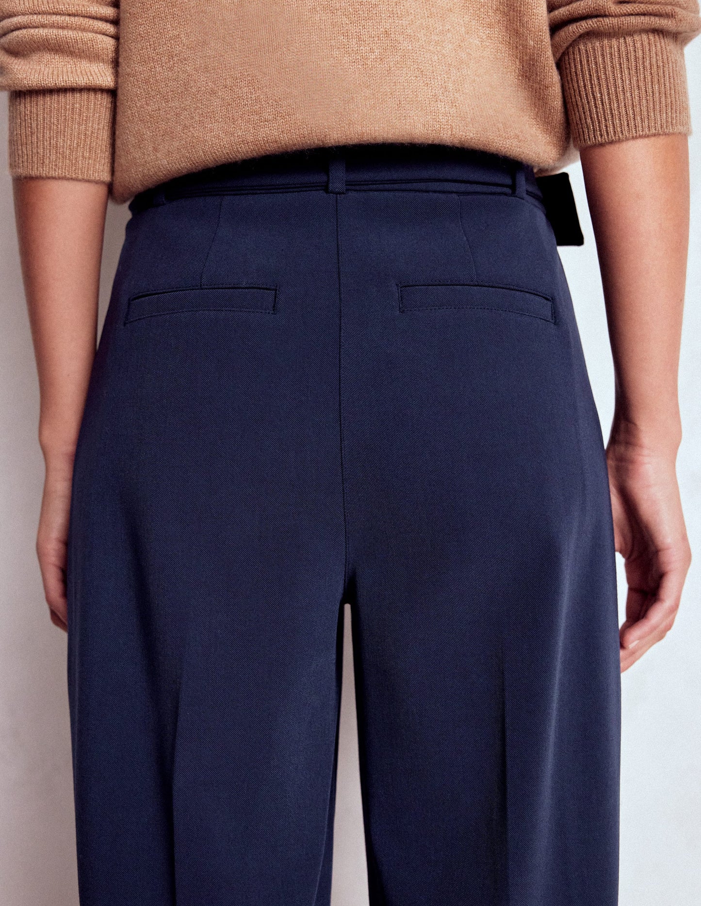 Pleat Front Trousers-Navy