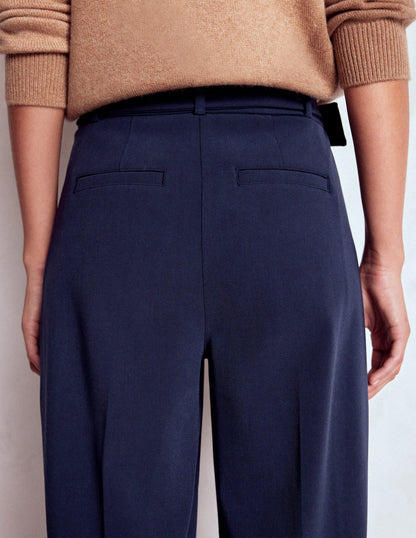 Pleat Front Trousers-Navy-4
