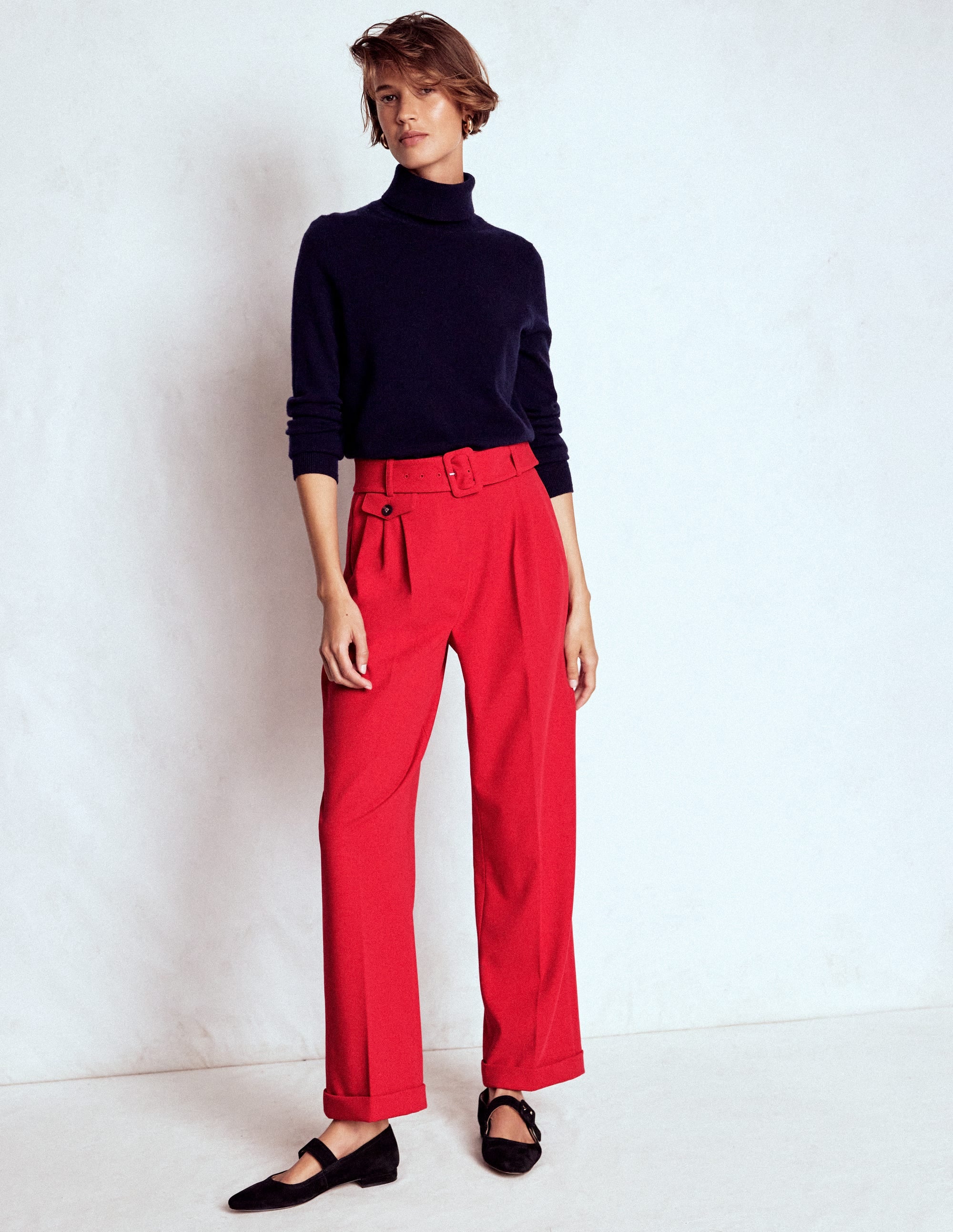 Pleat Front Trousers-Chilli Pepper - Image 1