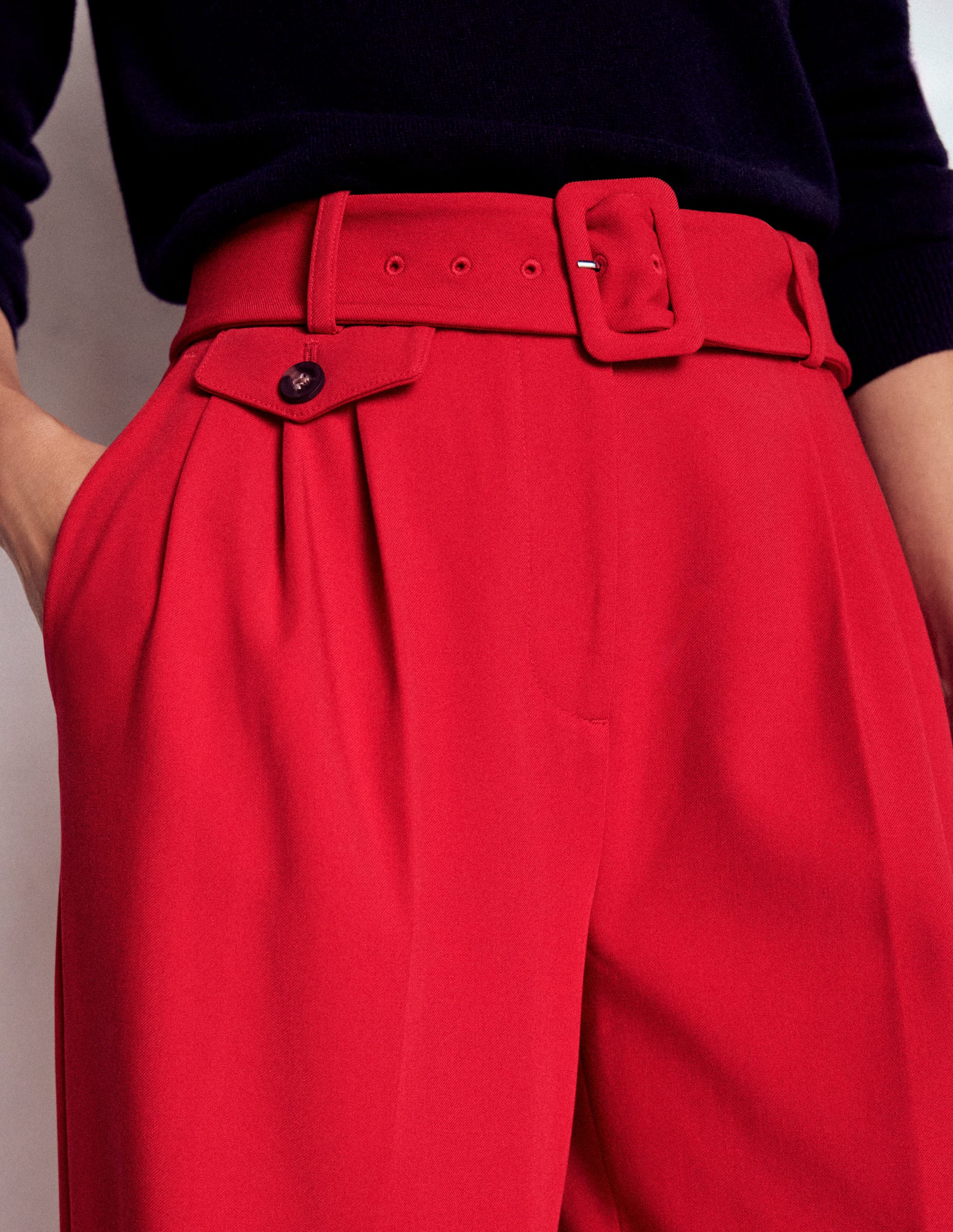 Pleat Front Trousers-Chilli Pepper - Image 2