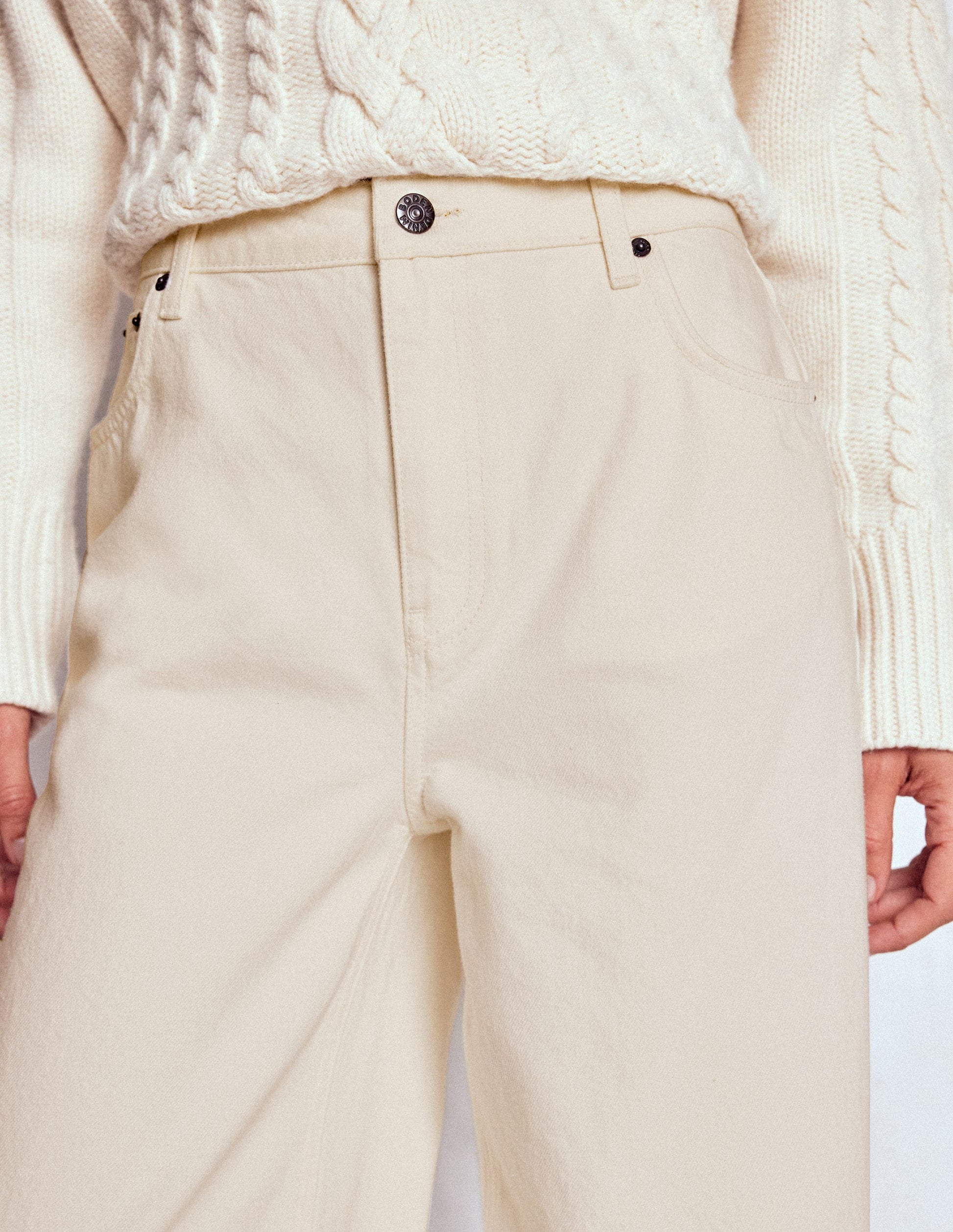 Relaxed Wide Leg  Jeans-Ecru-2