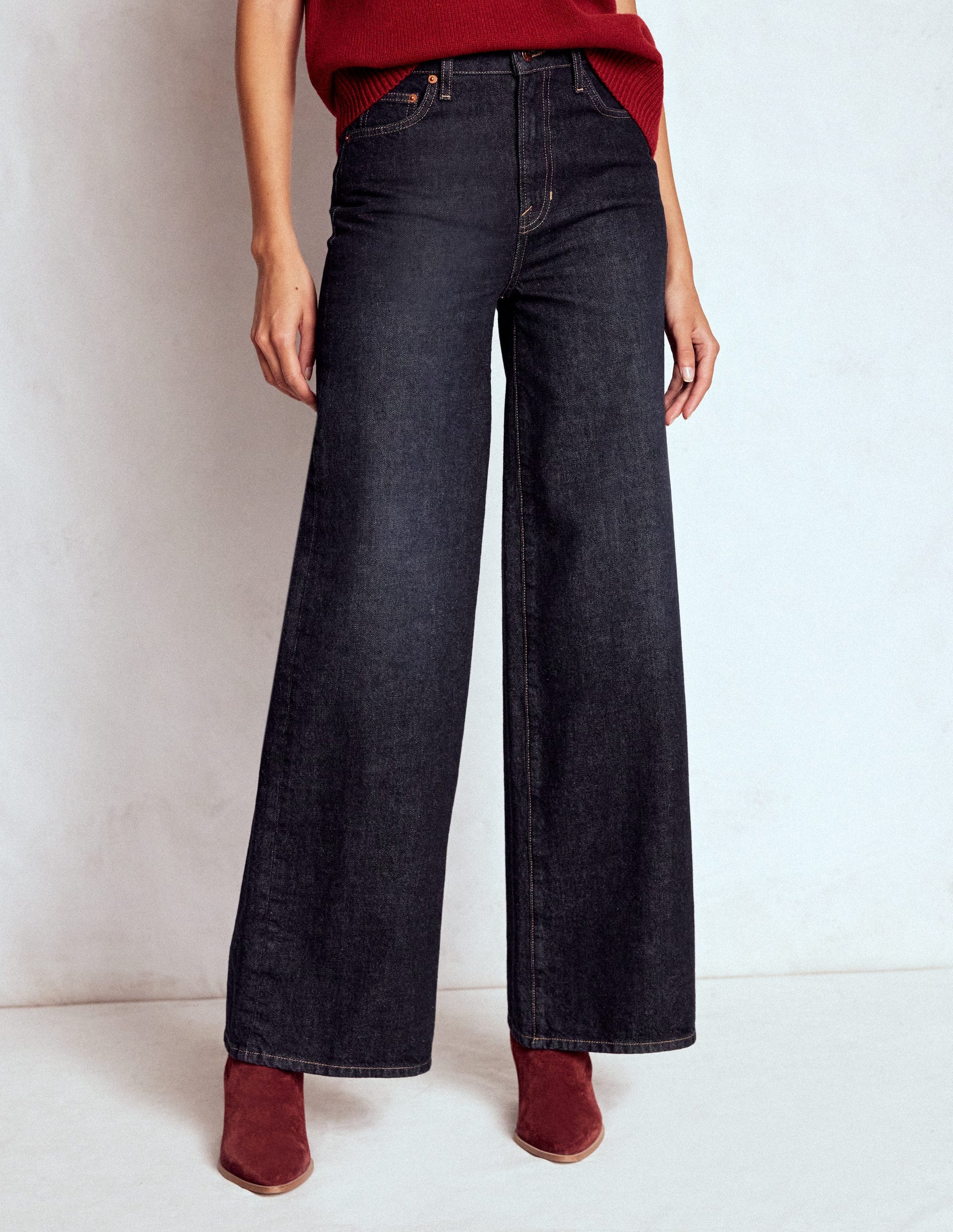 Relaxed Wide Leg  Jeans-Indigo-1
