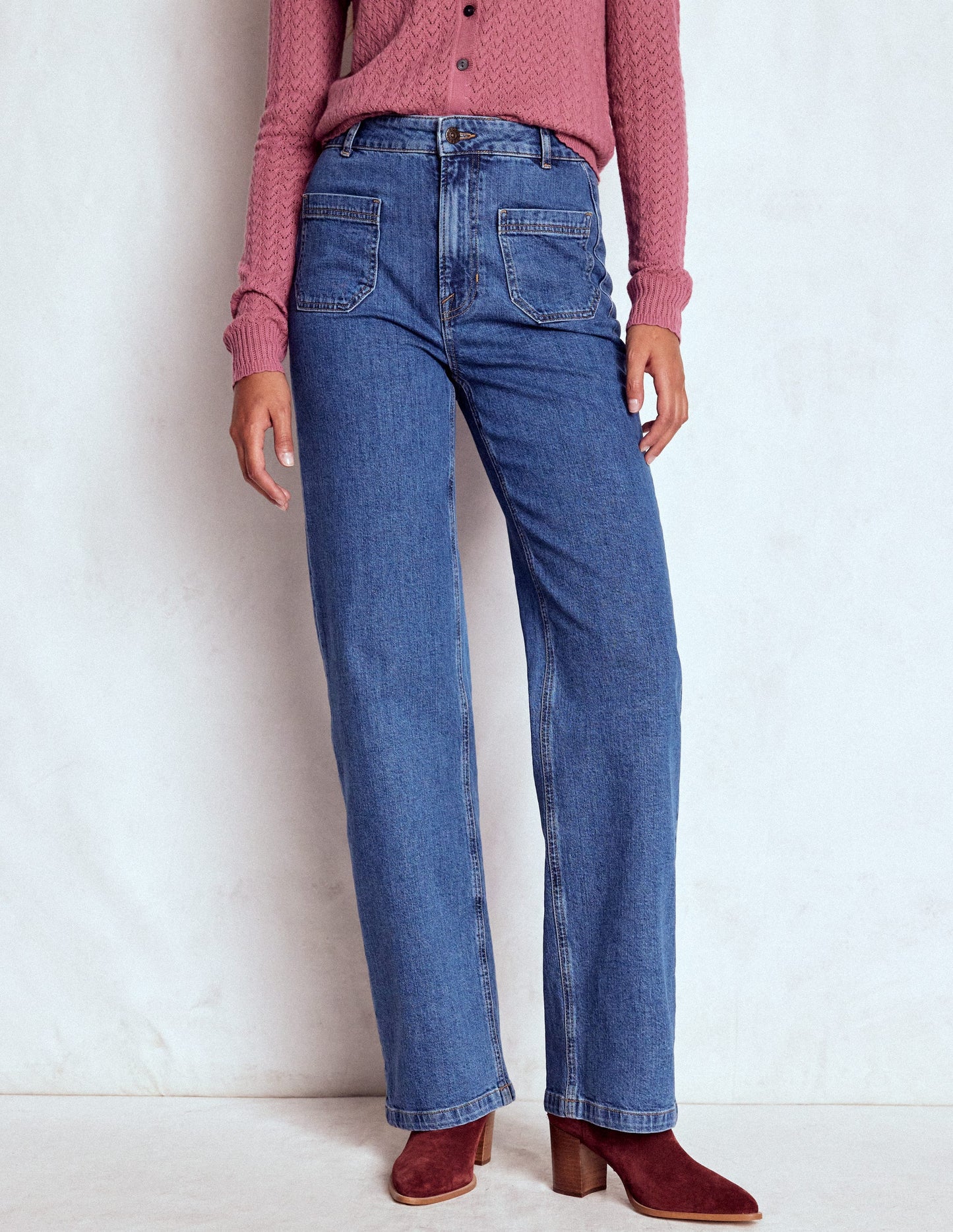 Straight Leg Pocket Jeans-Mid Vintage
