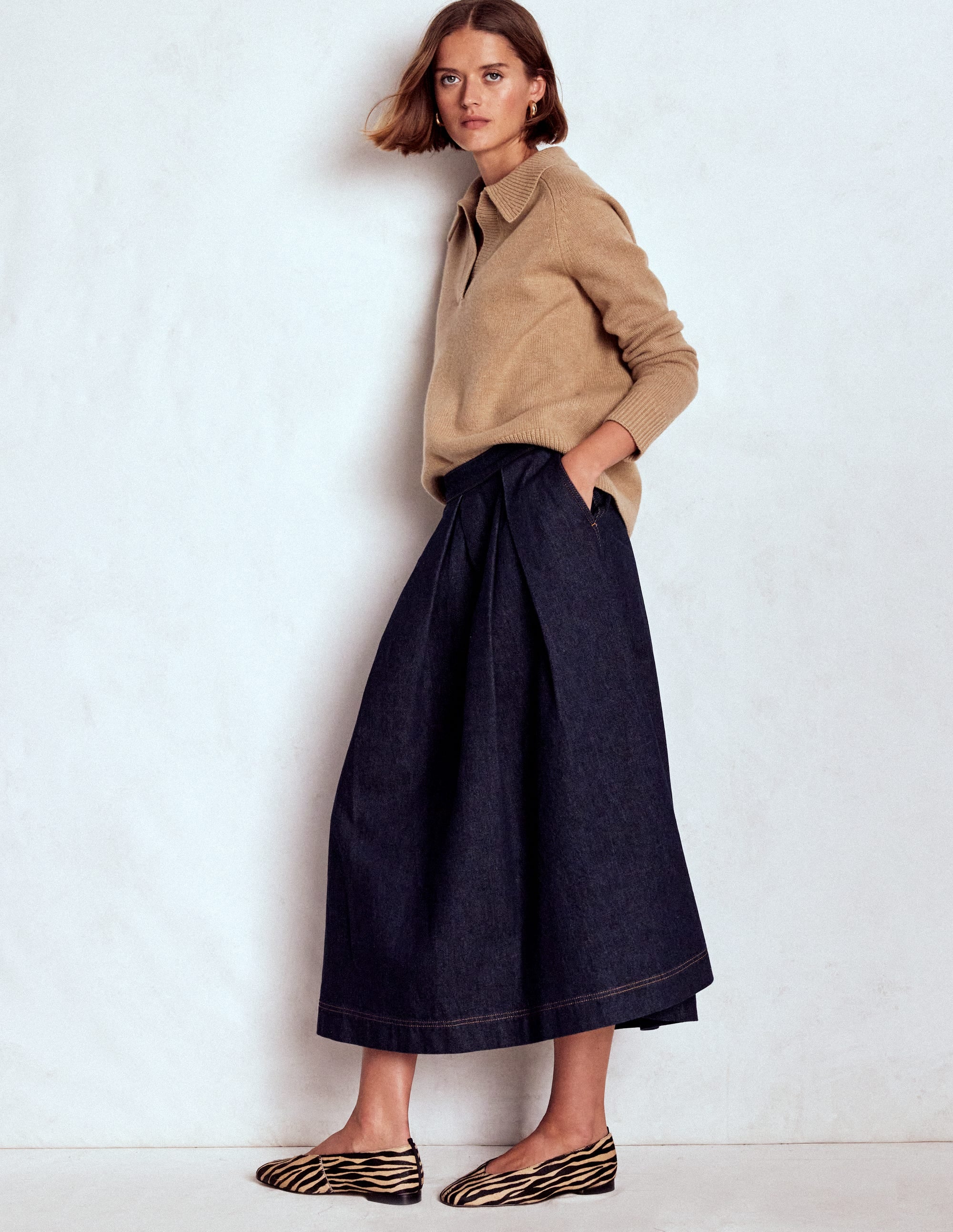 Verity Denim Midi Skirt-Indigo - Image 1