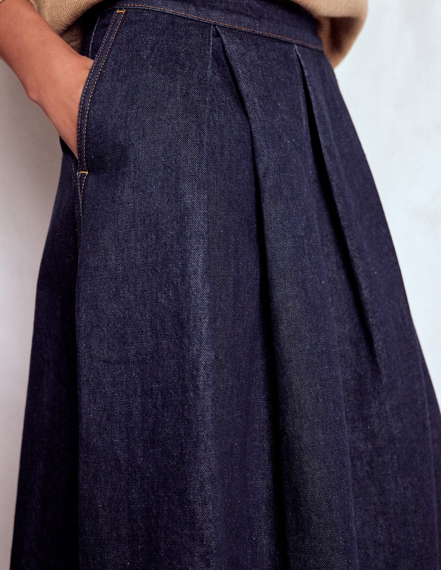 Verity Denim Midi Skirt-Indigo