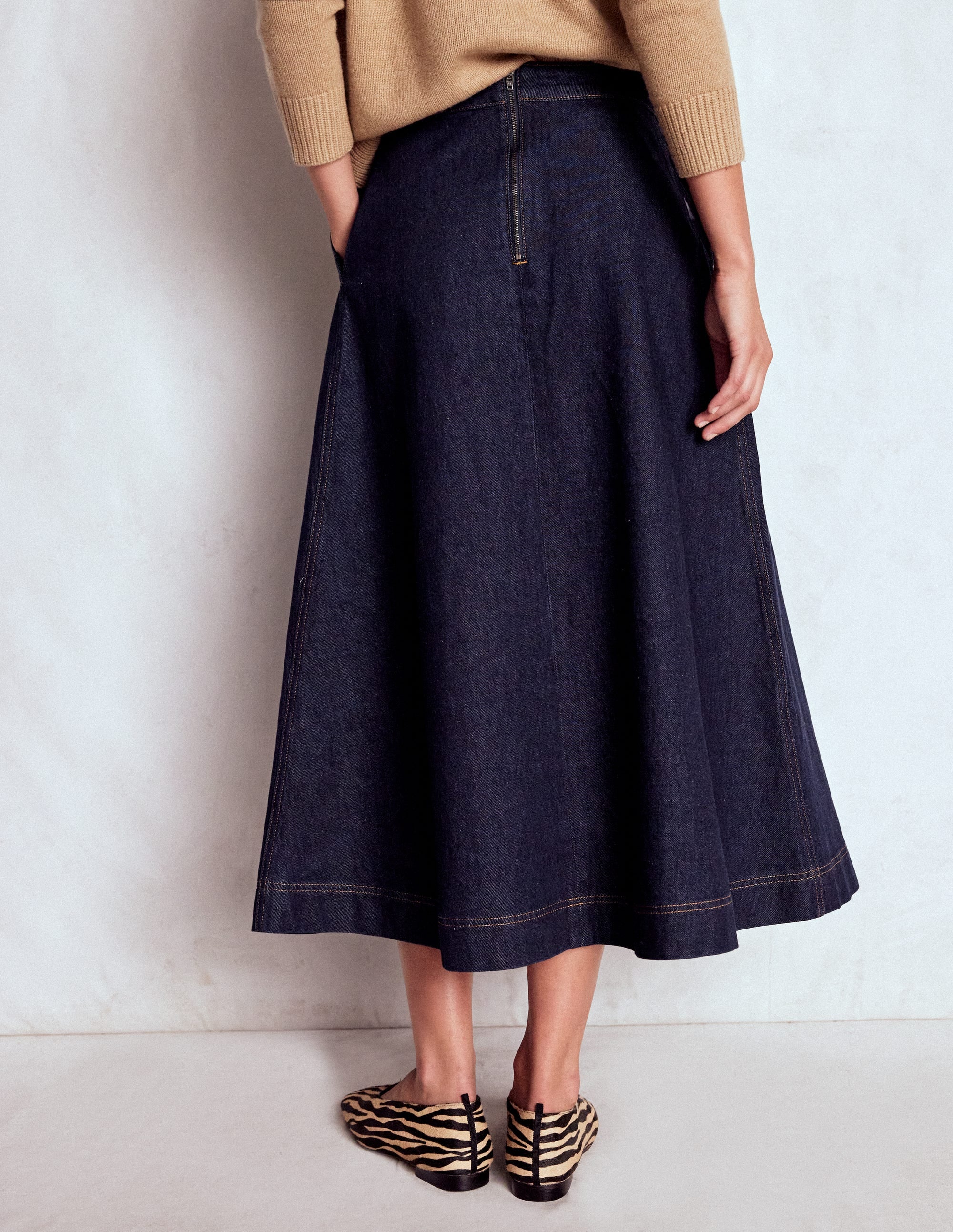 Verity Denim Midi Skirt-Indigo - Image 3