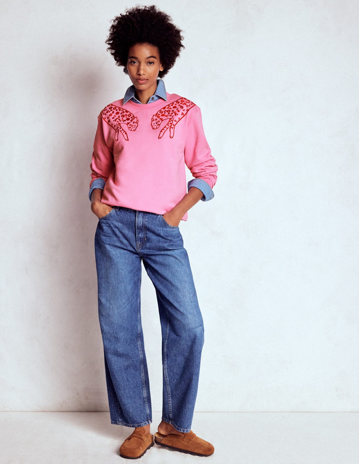 Emi Embroidered Sweatshirt-Leopard Embroidery