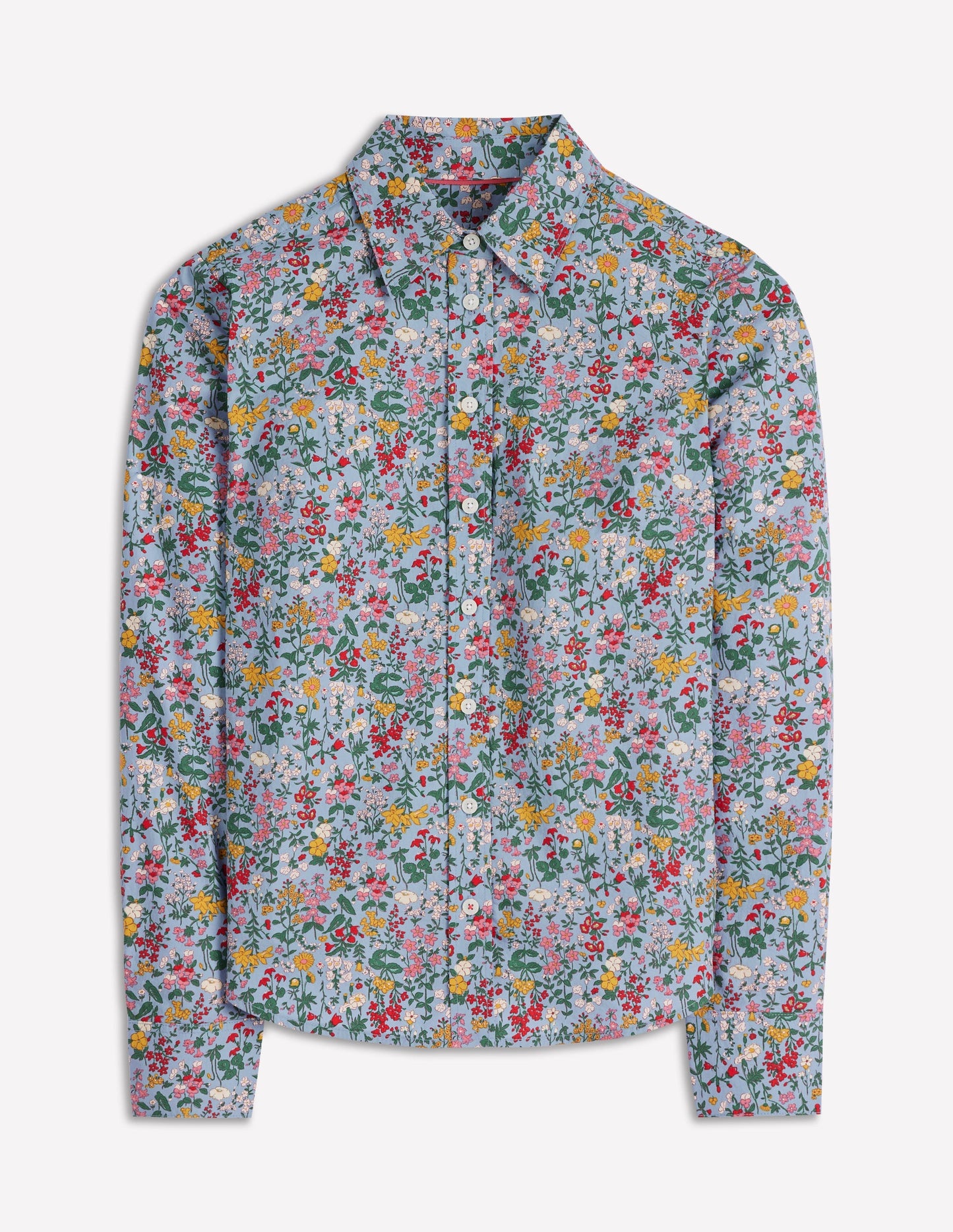 Sienna Cotton Shirt-Windward Blue, Delicate Meadow