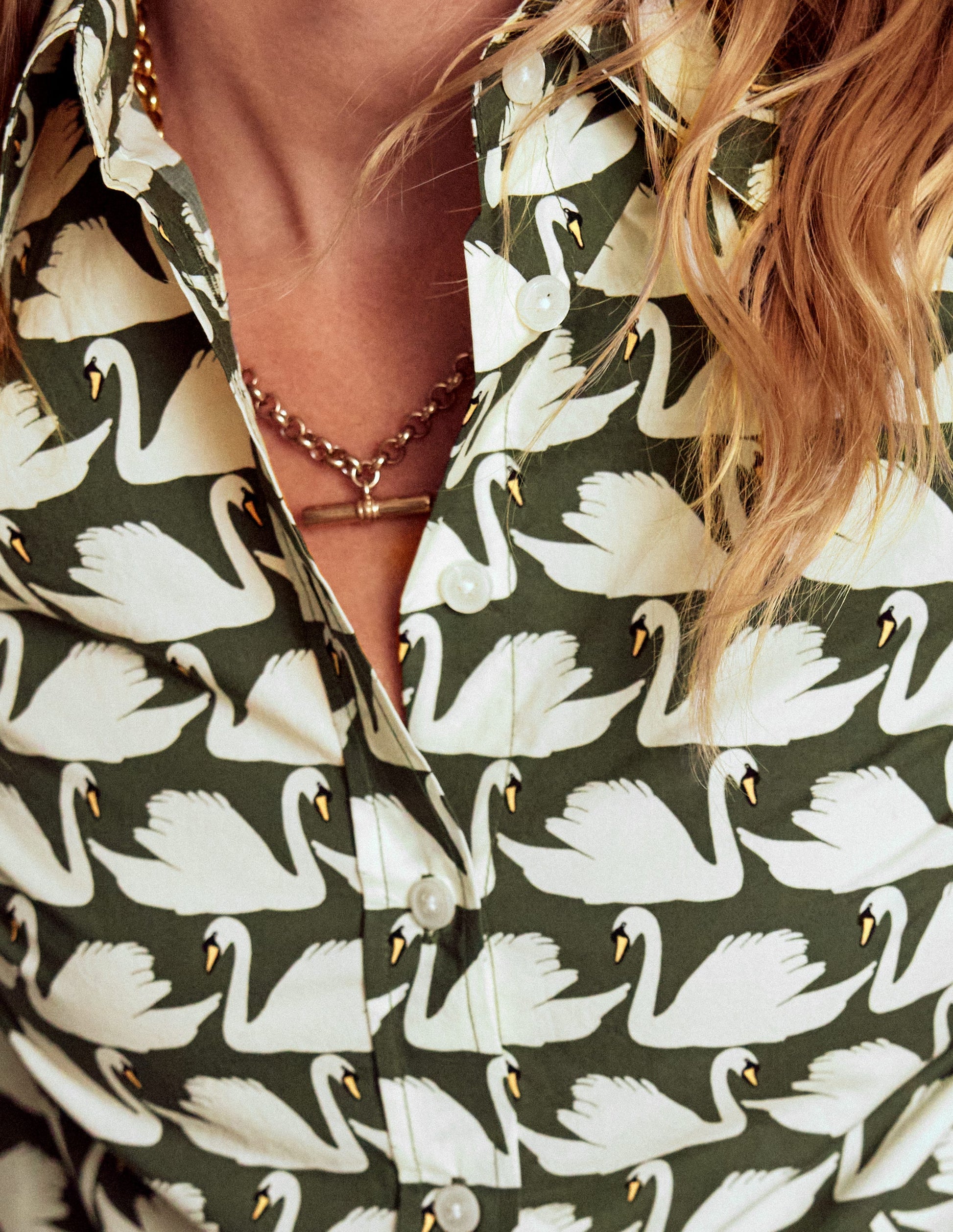 Sienna Cotton Shirt-Green, Geo Swan-2