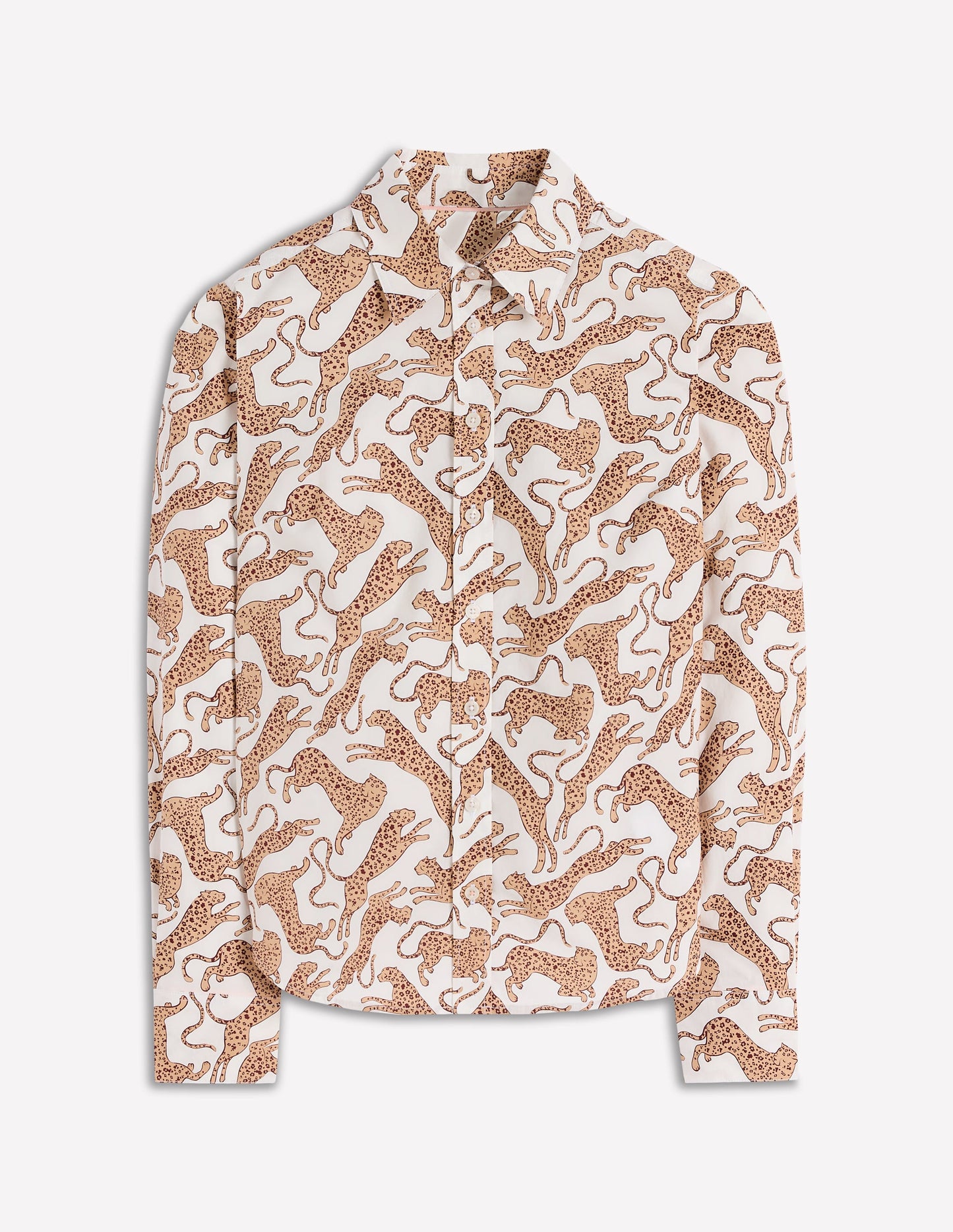Sienna Cotton Shirt-Ivory, Leaping Leopard