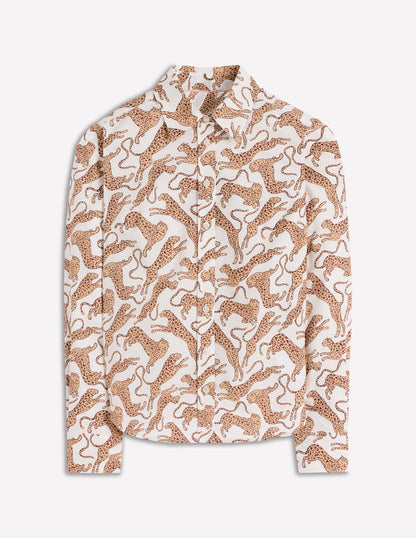 Sienna Cotton Shirt-Ivory, Leaping Leopard-5