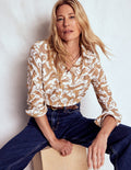 Sienna Cotton Shirt-Ivory, Leaping Leopard