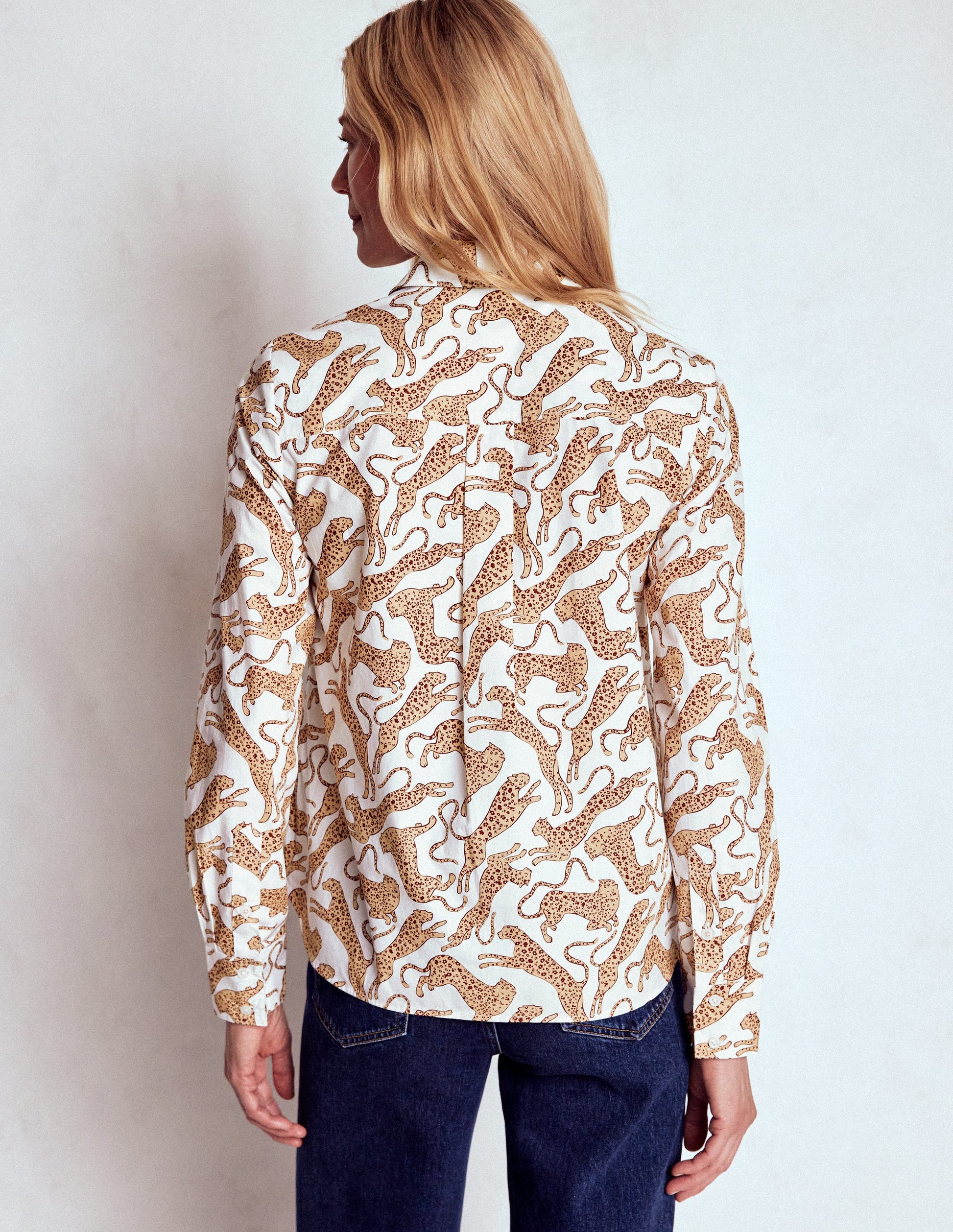 Sienna Cotton Shirt-Ivory, Leaping Leopard-3