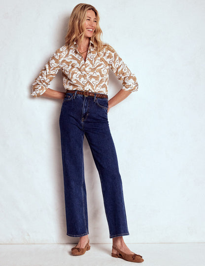 Sienna Cotton Shirt-Ivory, Leaping Leopard-4