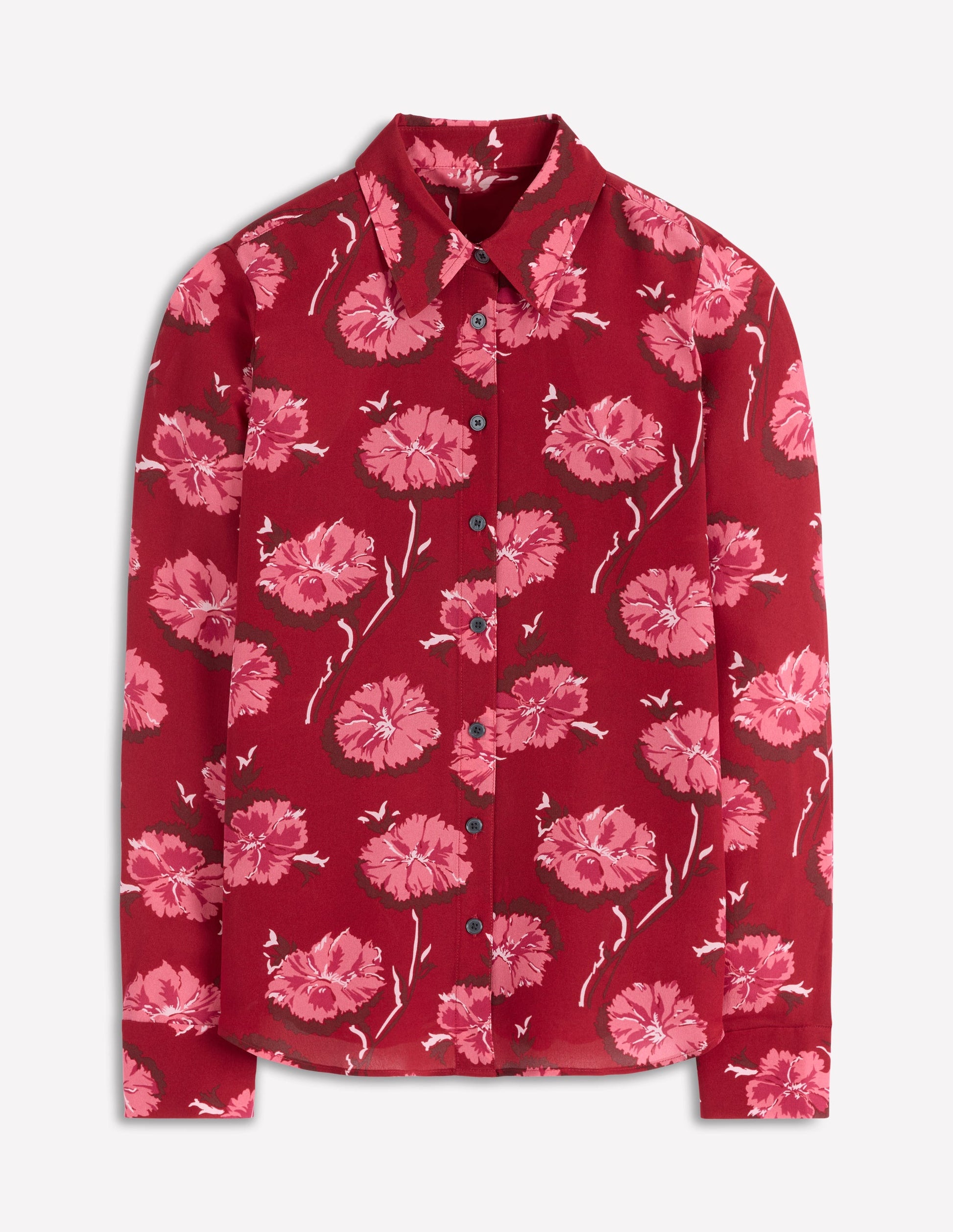 Sienna Silk Shirt-Red, Delicate Carnation-6