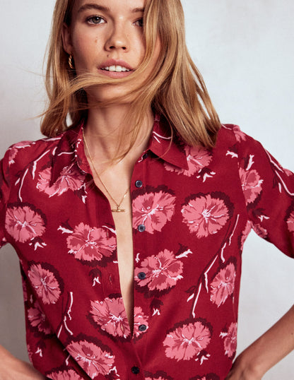 Sienna Silk Shirt-Red, Delicate Carnation-1