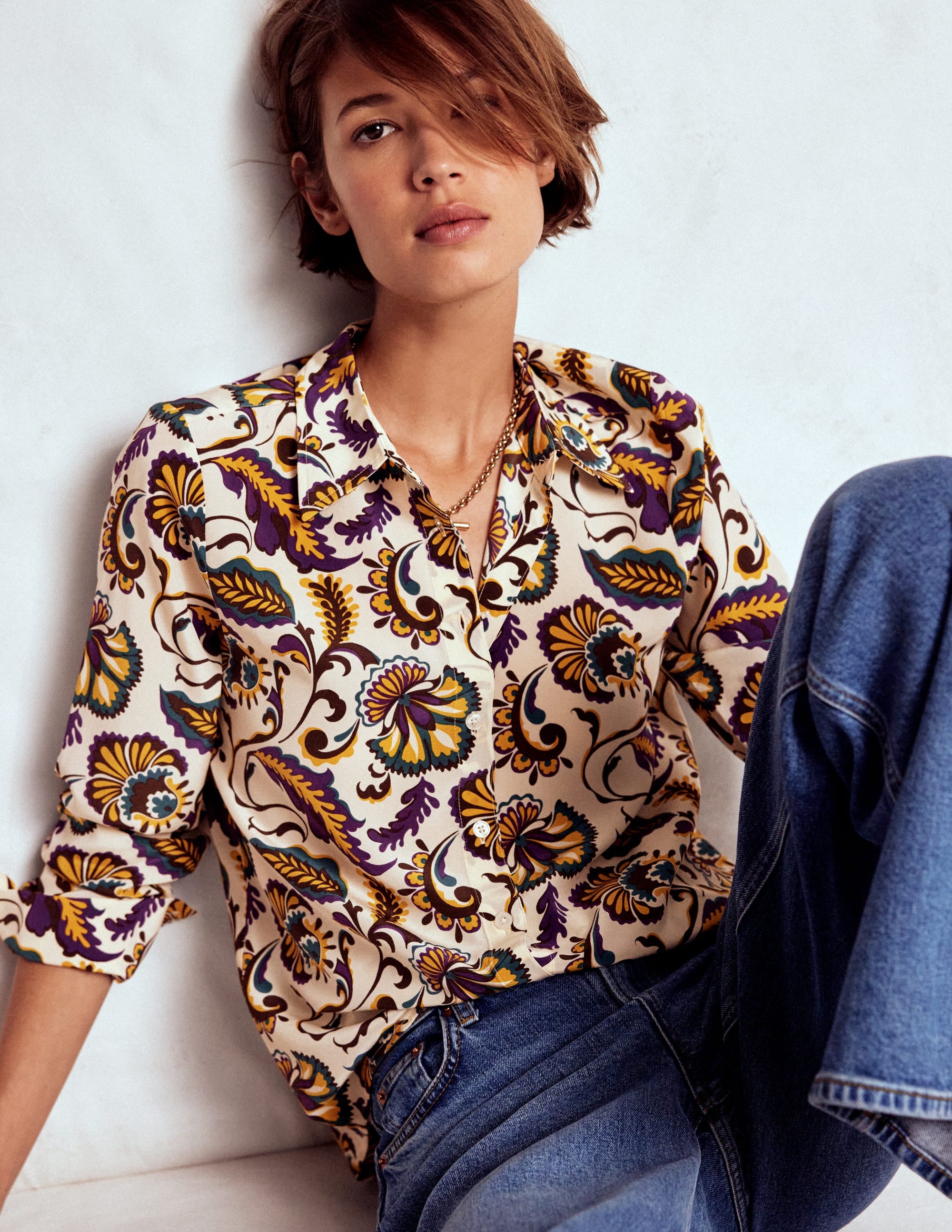 Sienna Silk Shirt-Multi, Ornate Meadow - Image 1