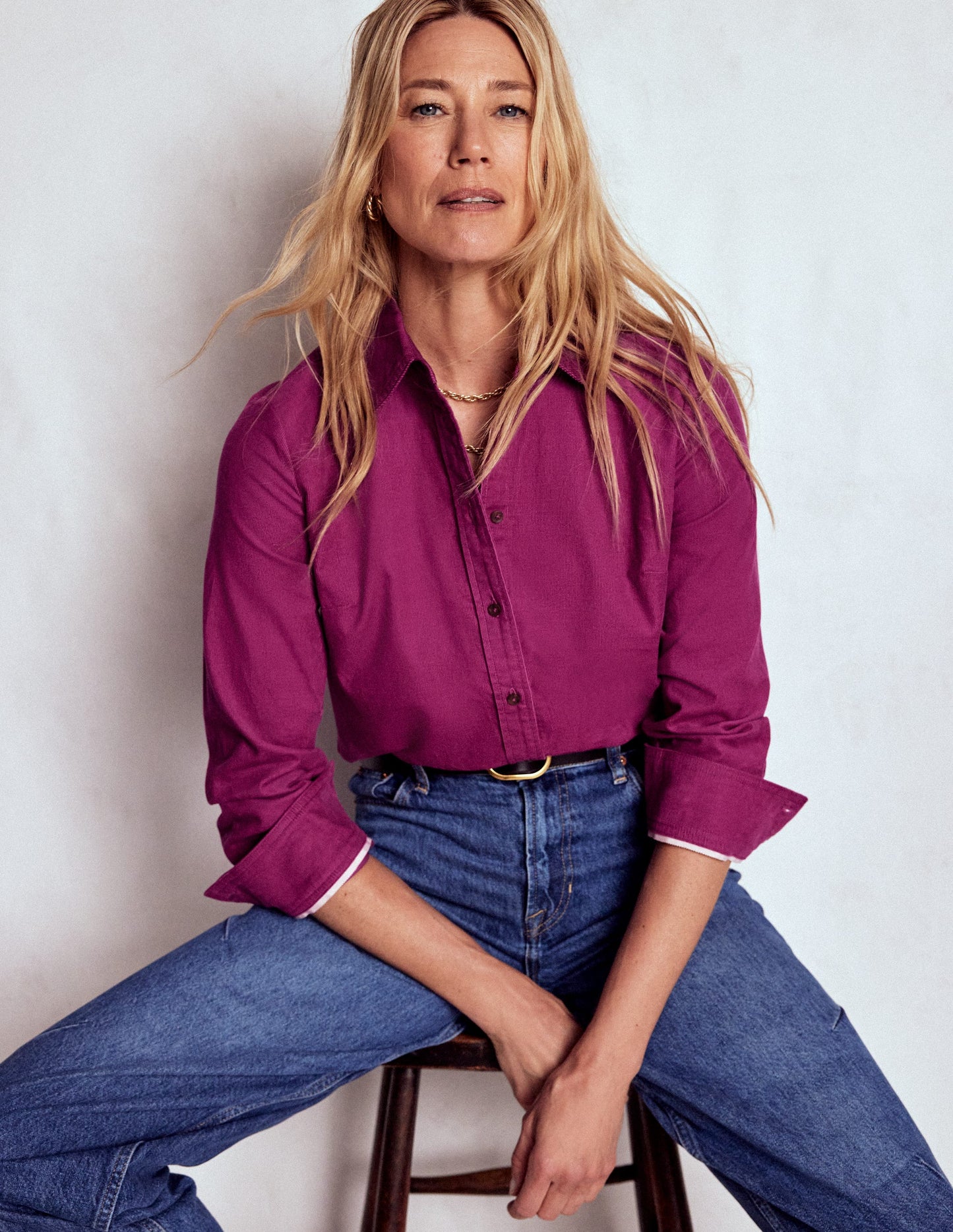 Sienna Cord Shirt-Rich Magenta