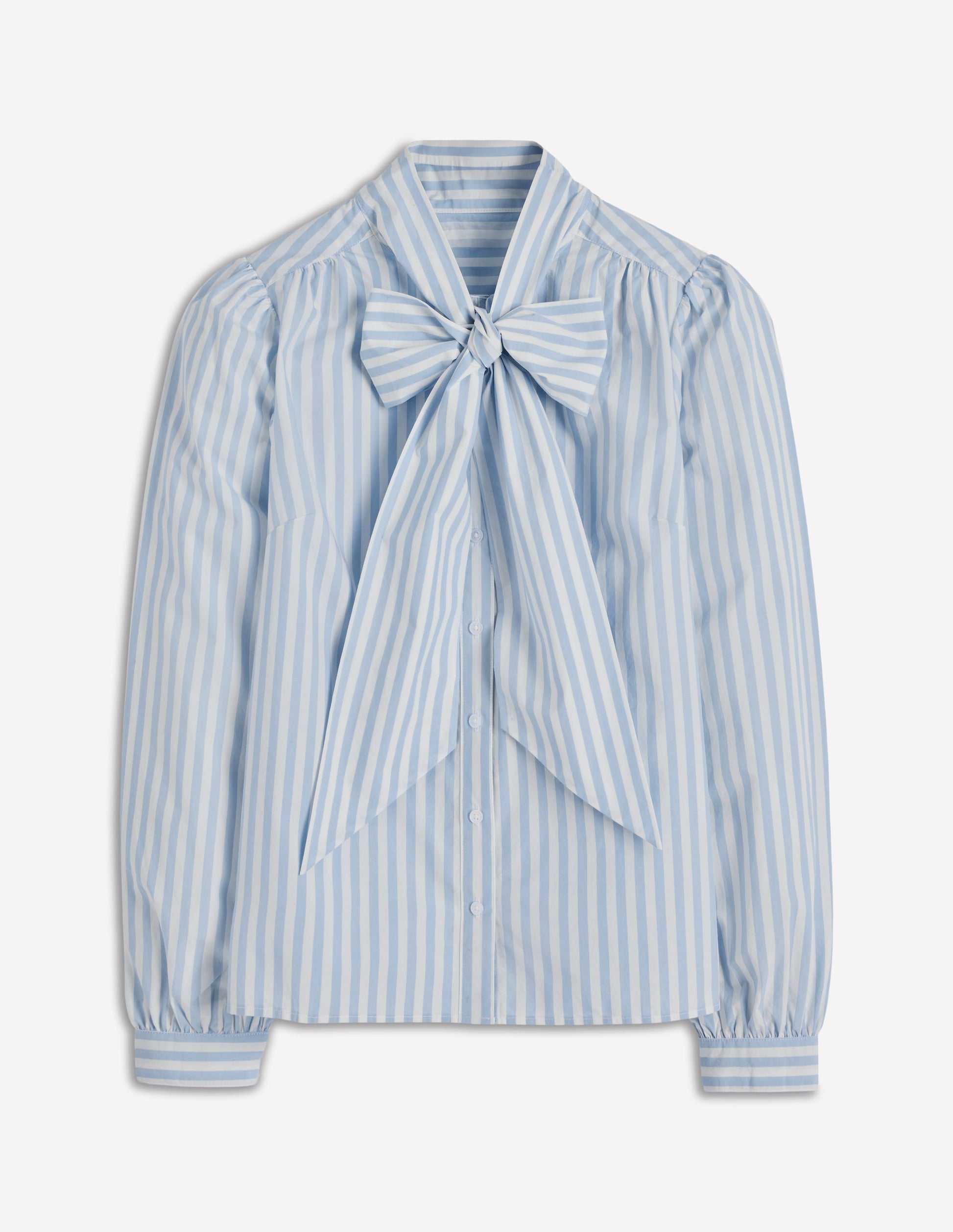 Tie Neck Top-Glacier Blue and Ivory Stripe-7