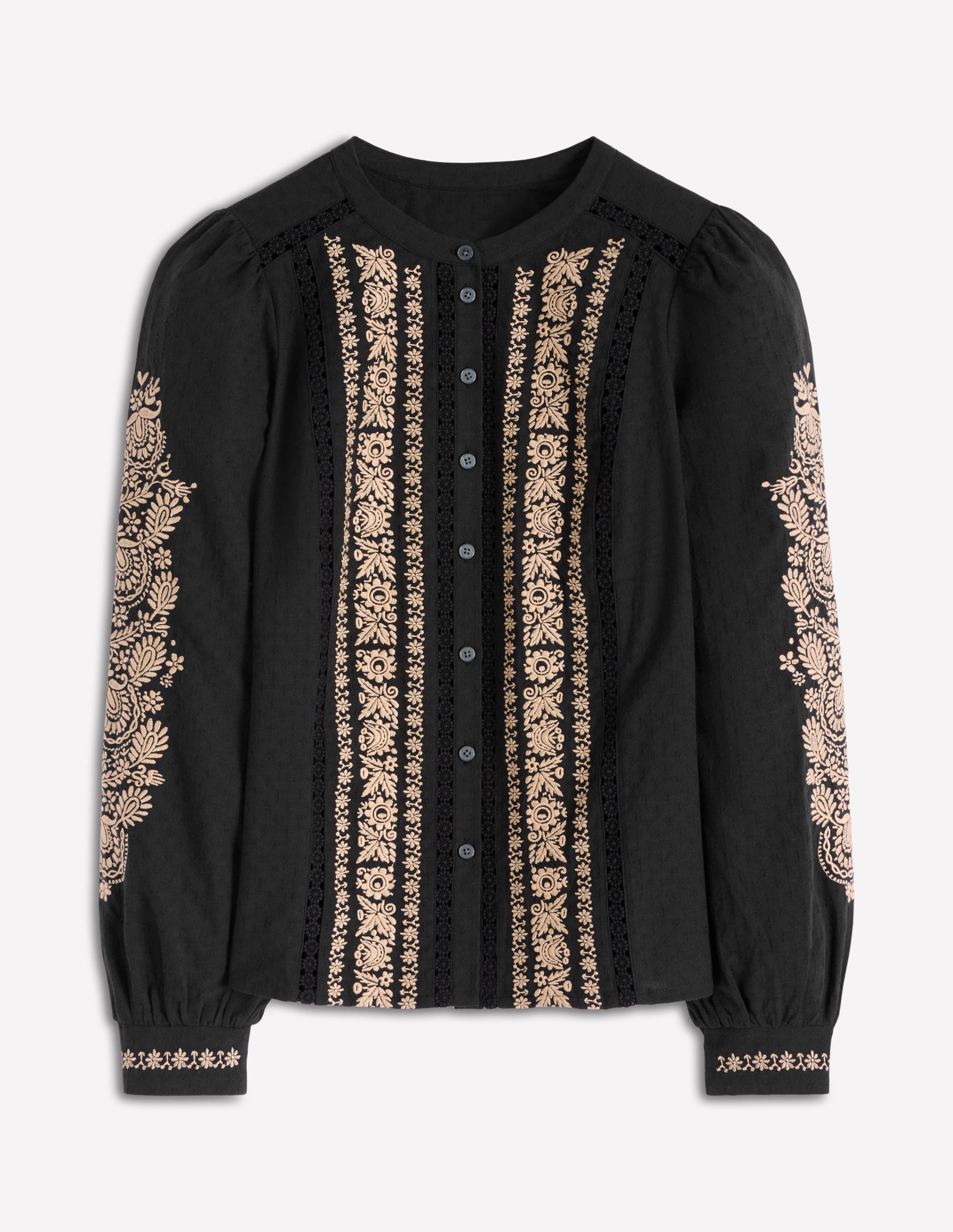 Embroidered Cotton Top-Black-6