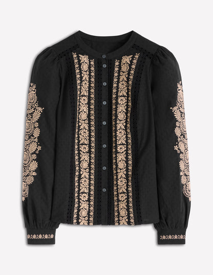 Embroidered Cotton Top-Black-6