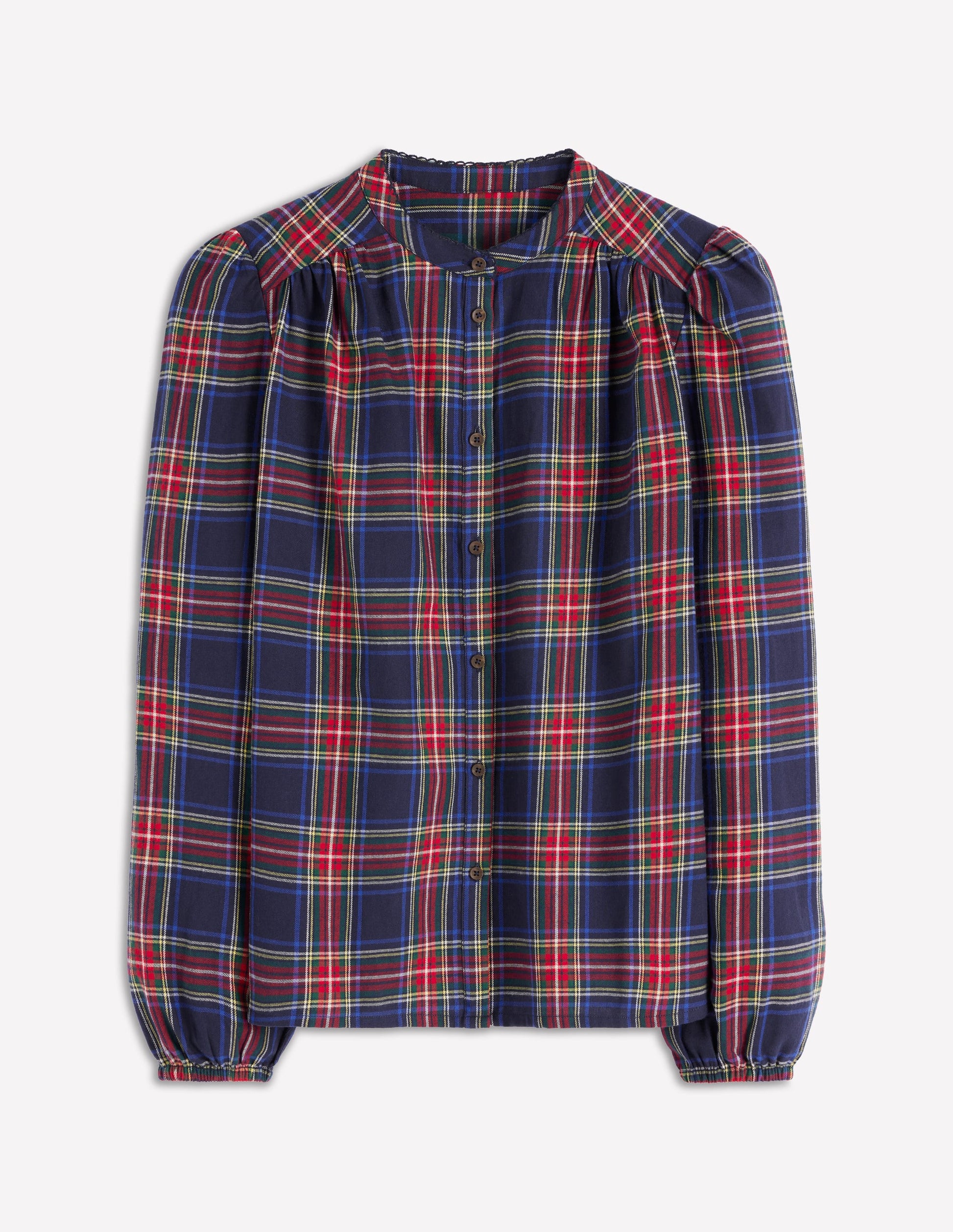Layla Brushed Cotton Top-Navy and Red Check-5