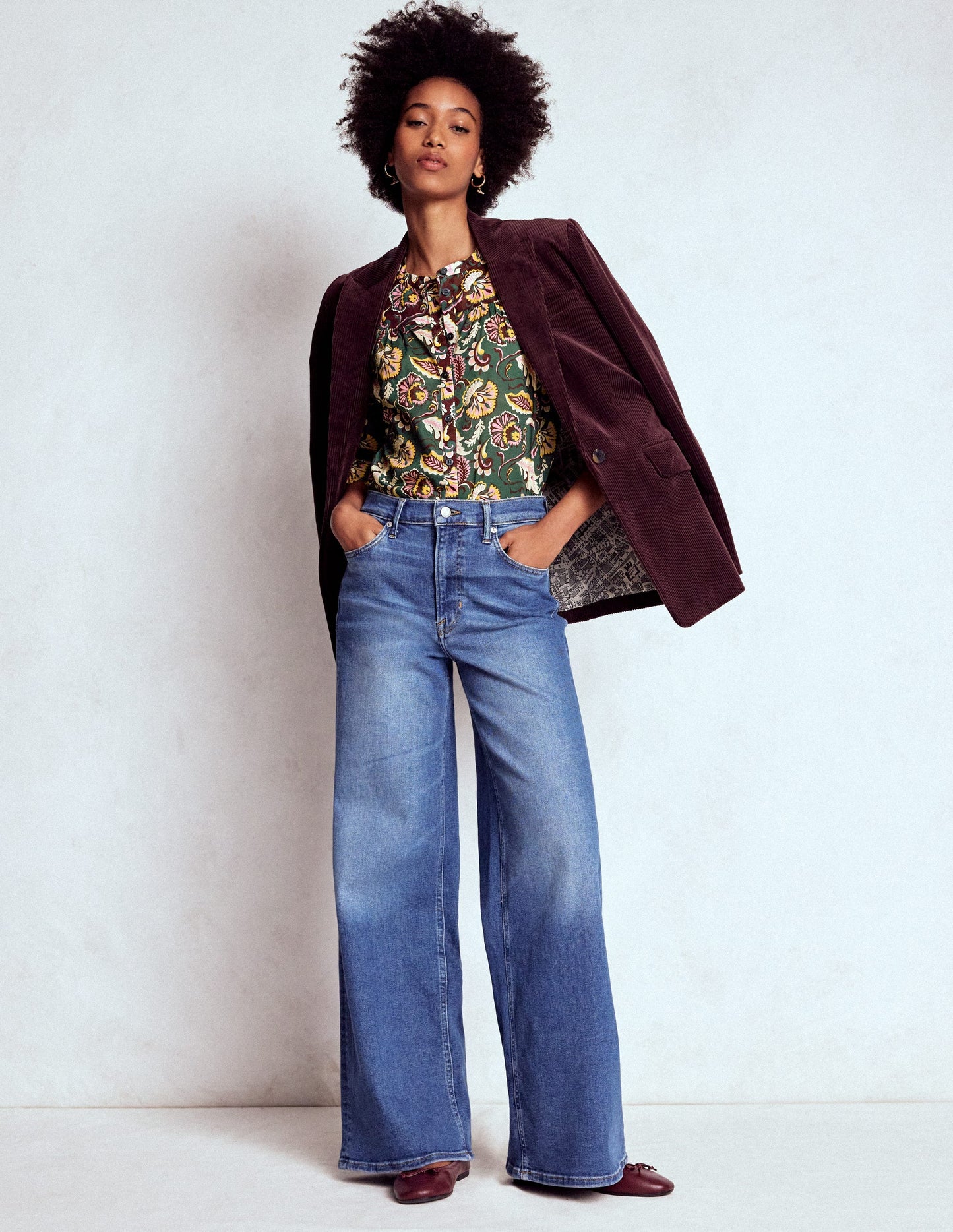 Corrine Cotton Top-Dark Green, Ornate Meadow