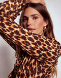Alice Frill Front Silk Top-Leopard Spots