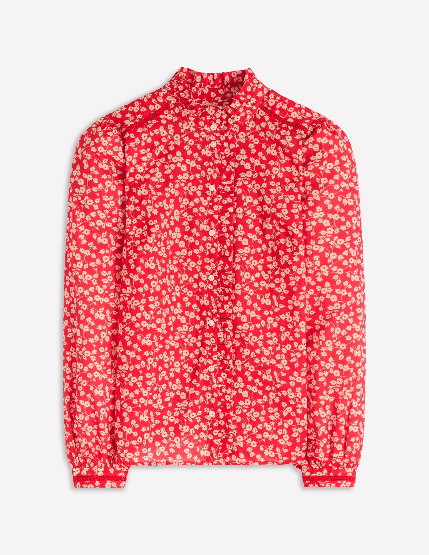 Helena Cotton Top-Cranberry Red, Delicate Vine