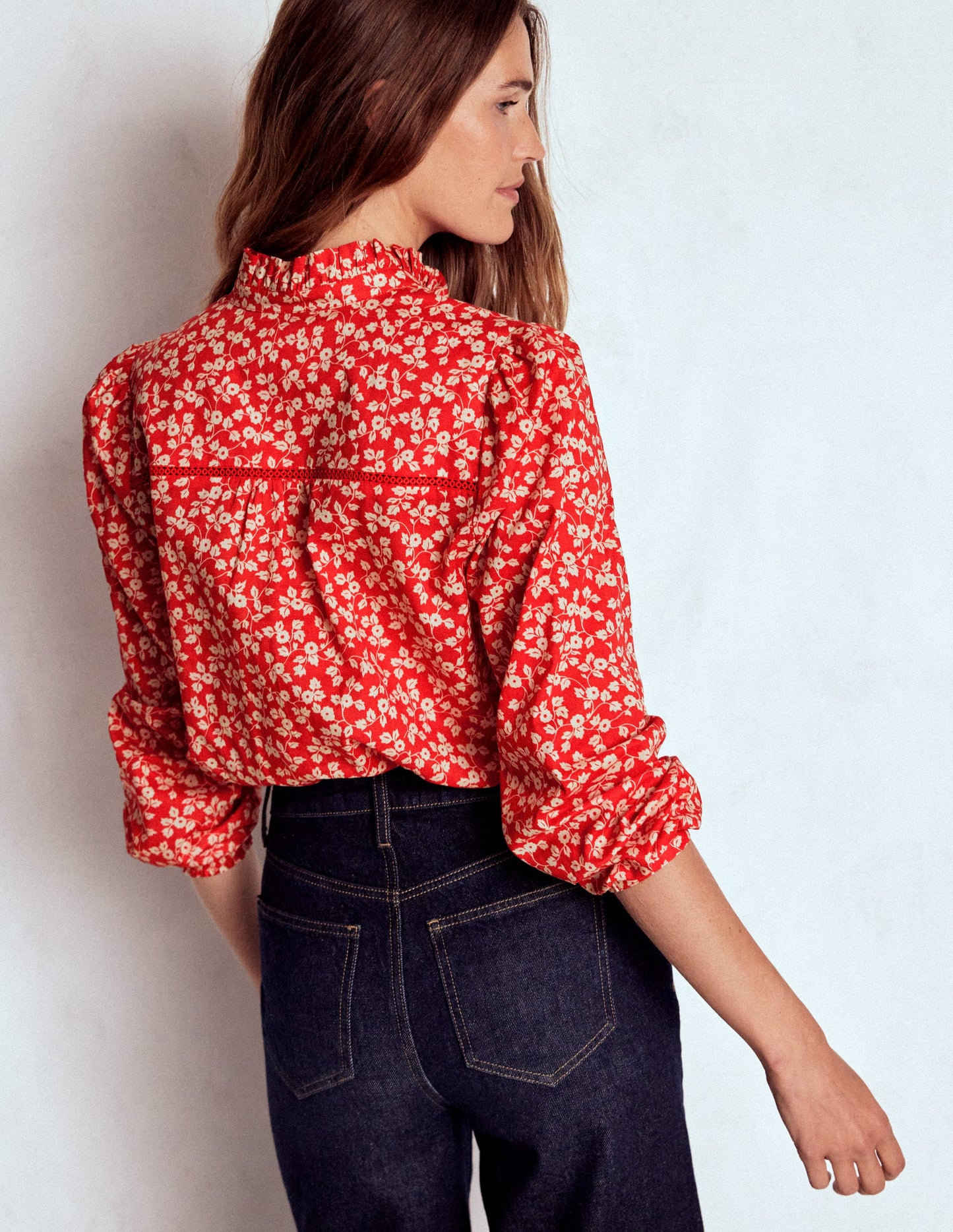 Helena Cotton Top-Cranberry Red, Delicate Vine