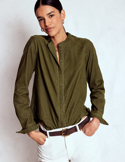 Victoria Cord Shirt-Woodland Green-1