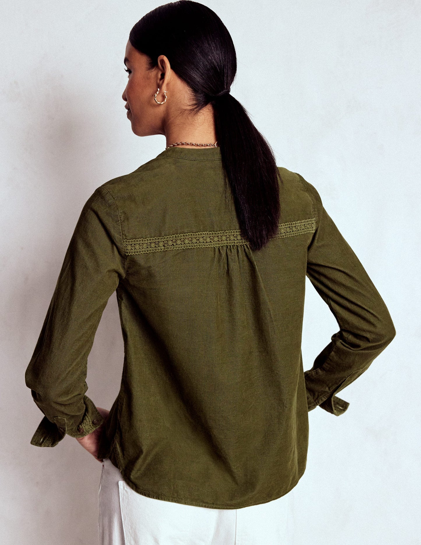 Victoria Cord Shirt-Woodland Green