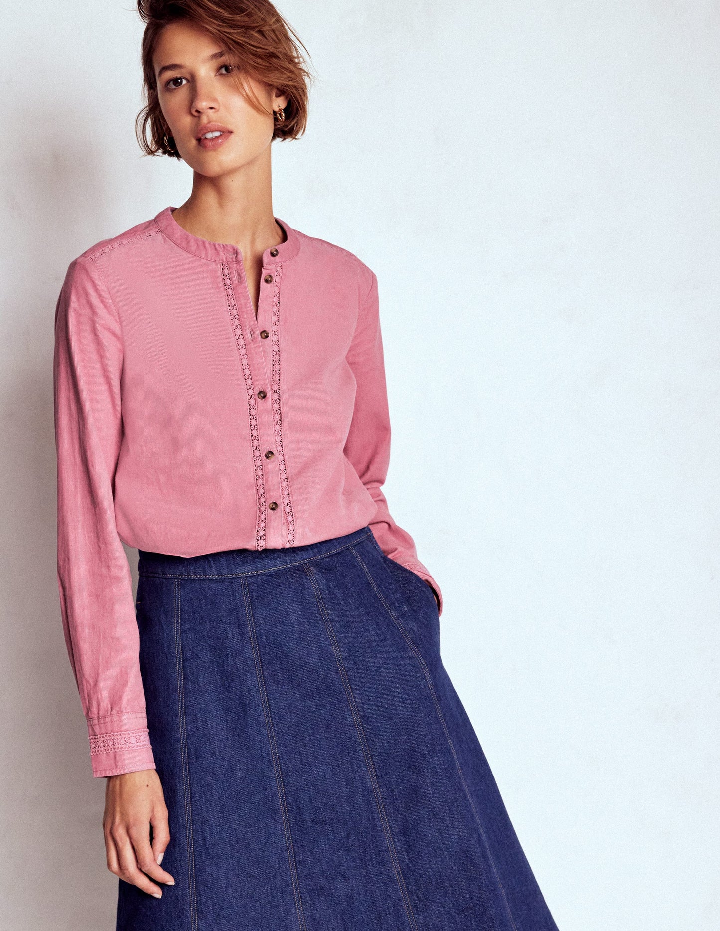 Victoria Cord Shirt-Blushing Rose