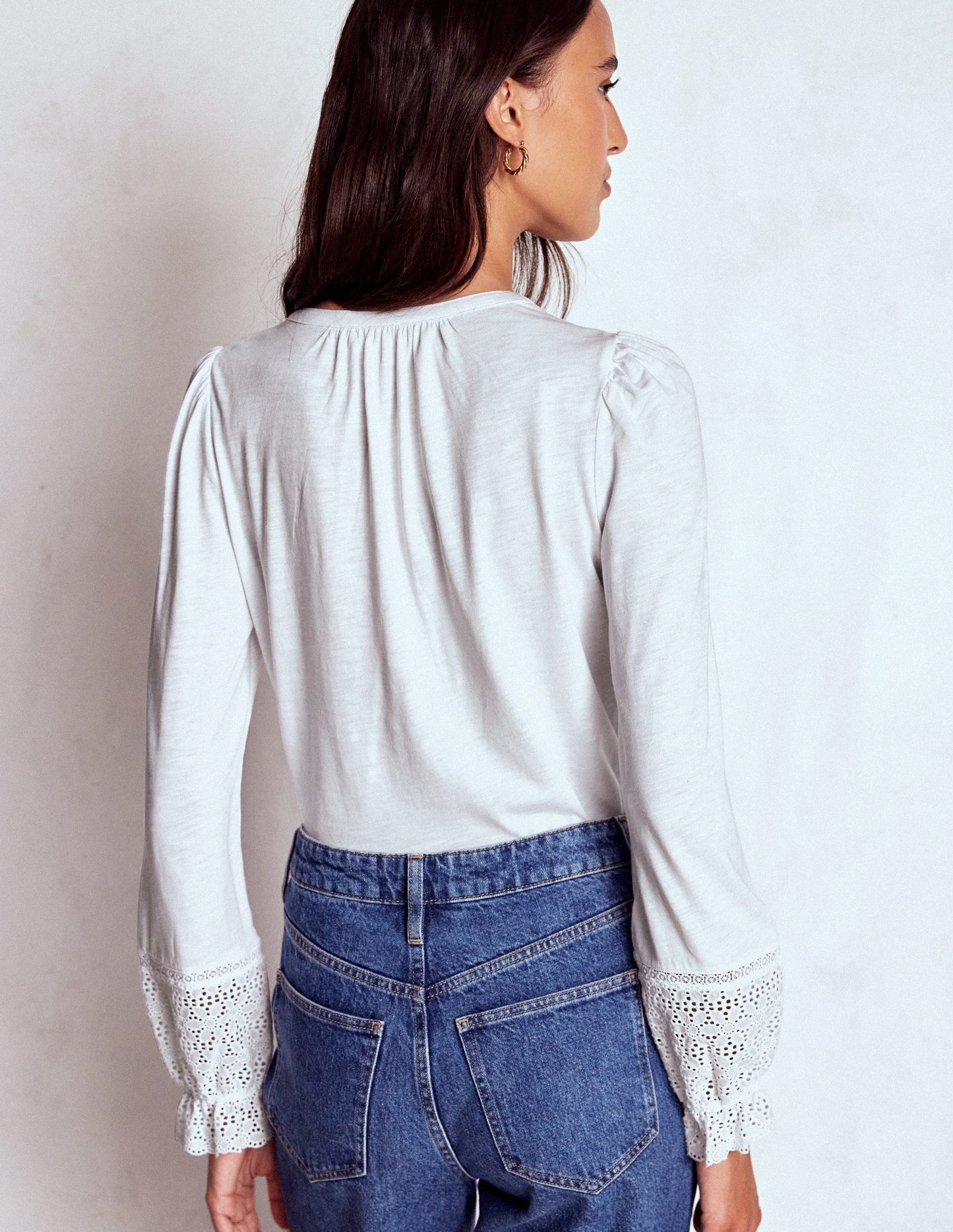 Pippa Broderie Jersey Shirt-White