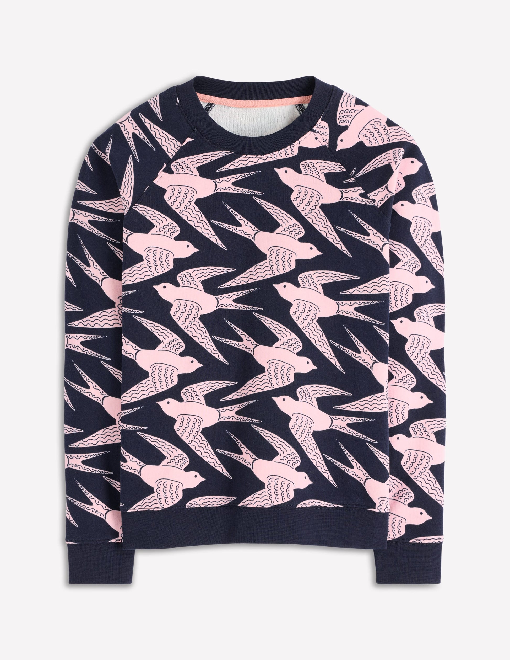 Rosa Printed Sweatshirt-Navy, Pink Swooping Swallow-5