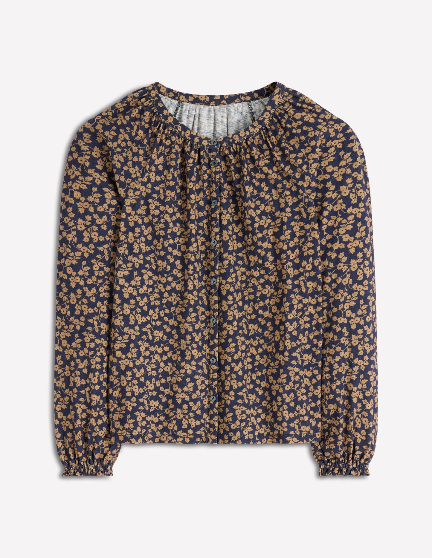 Isla Long Sleeve Jersey Shirt-Hazelnut Brown, Delicate Vine