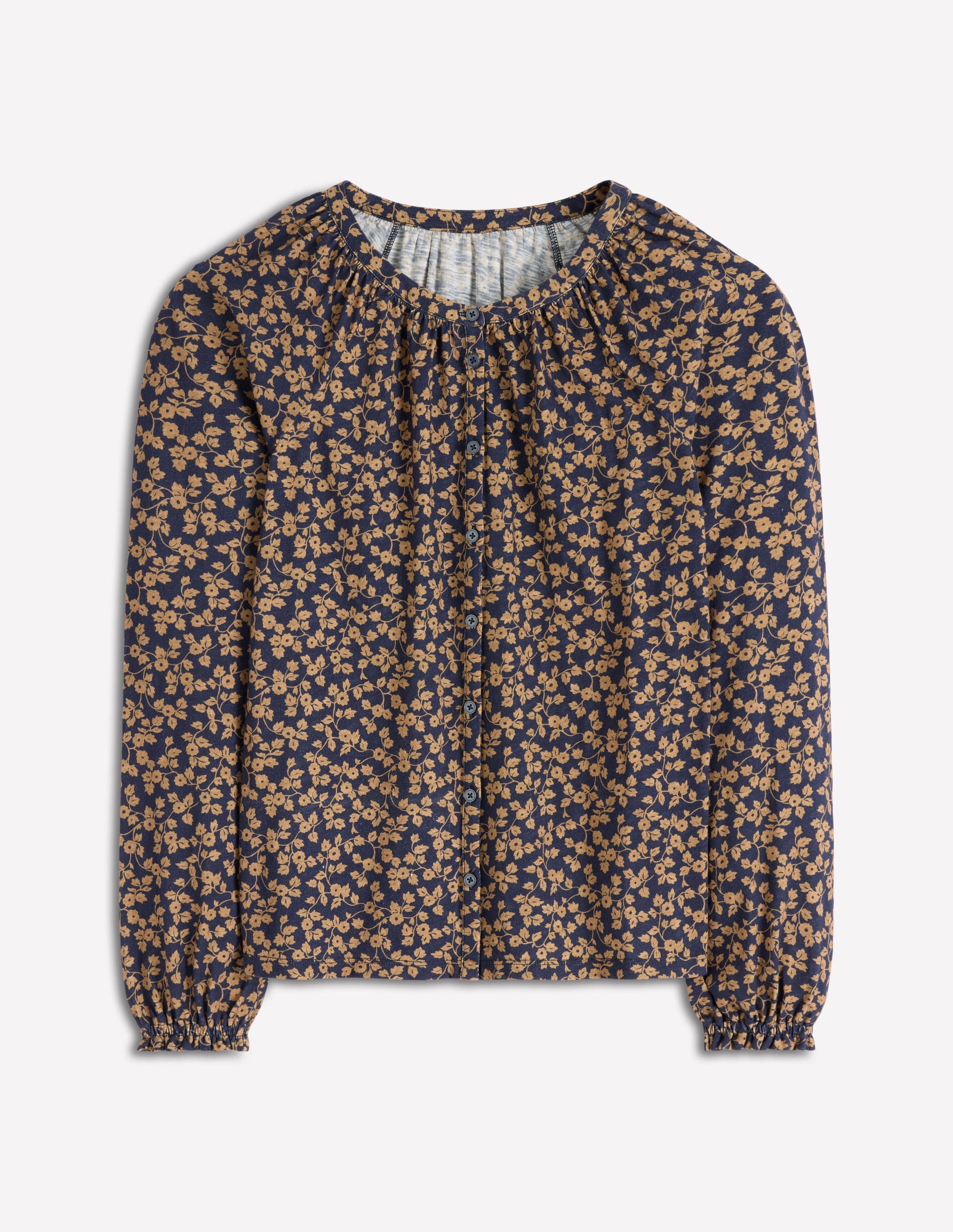 Isla Long Sleeve Jersey Shirt-Hazelnut Brown, Delicate Vine-5