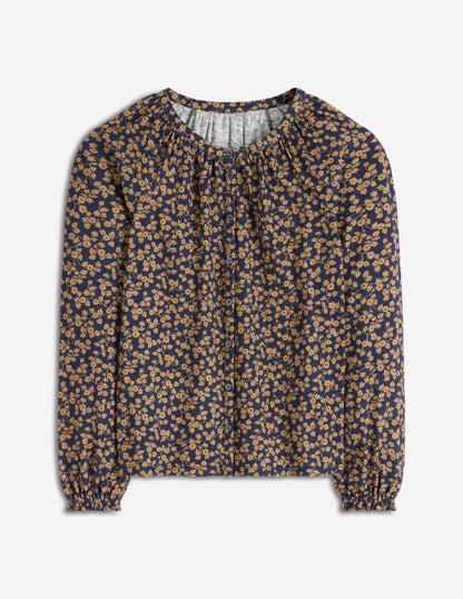 Isla Long Sleeve Jersey Shirt-Hazelnut Brown, Delicate Vine-5