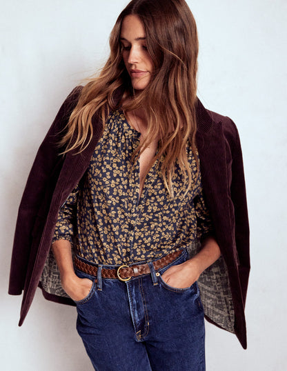 Isla Long Sleeve Jersey Shirt-Hazelnut Brown, Delicate Vine-4