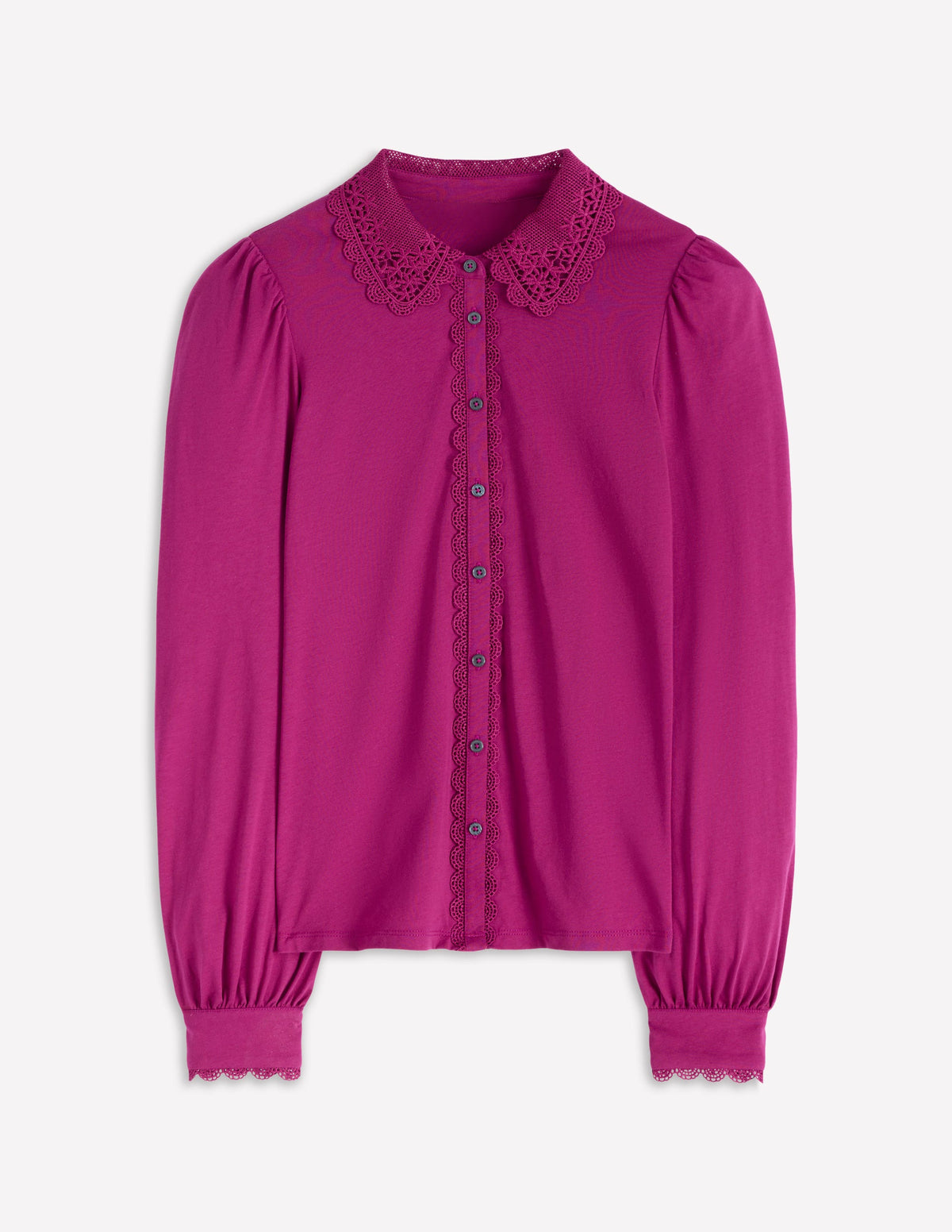 Lace Collar Blouse-Rich Magenta - Image 5
