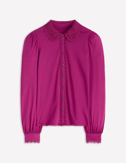 Lace Collar Blouse-Rich Magenta-5