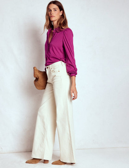 Lace Collar Blouse-Rich Magenta-4