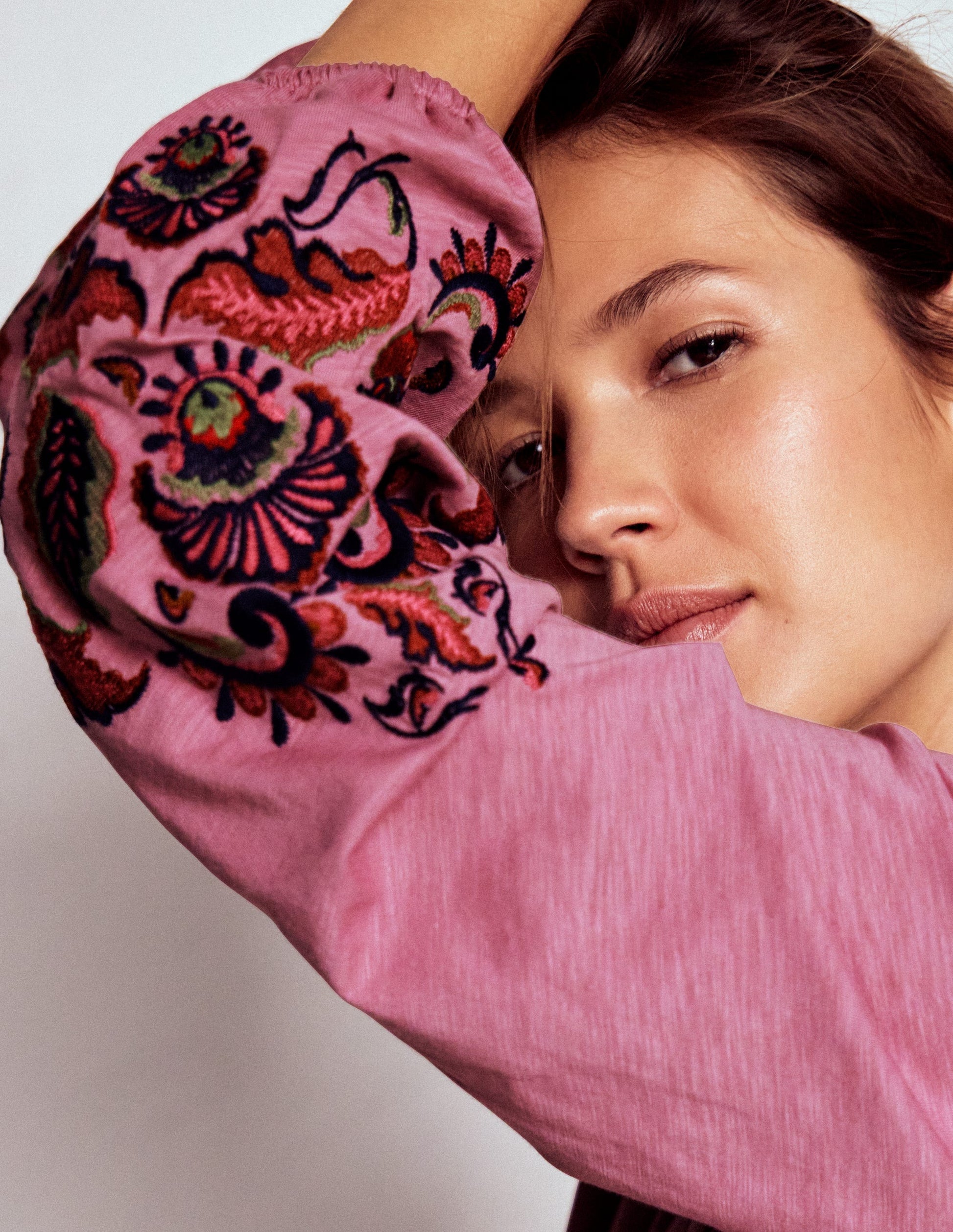 Alma Embroidered Shirt-Ash Rose-2