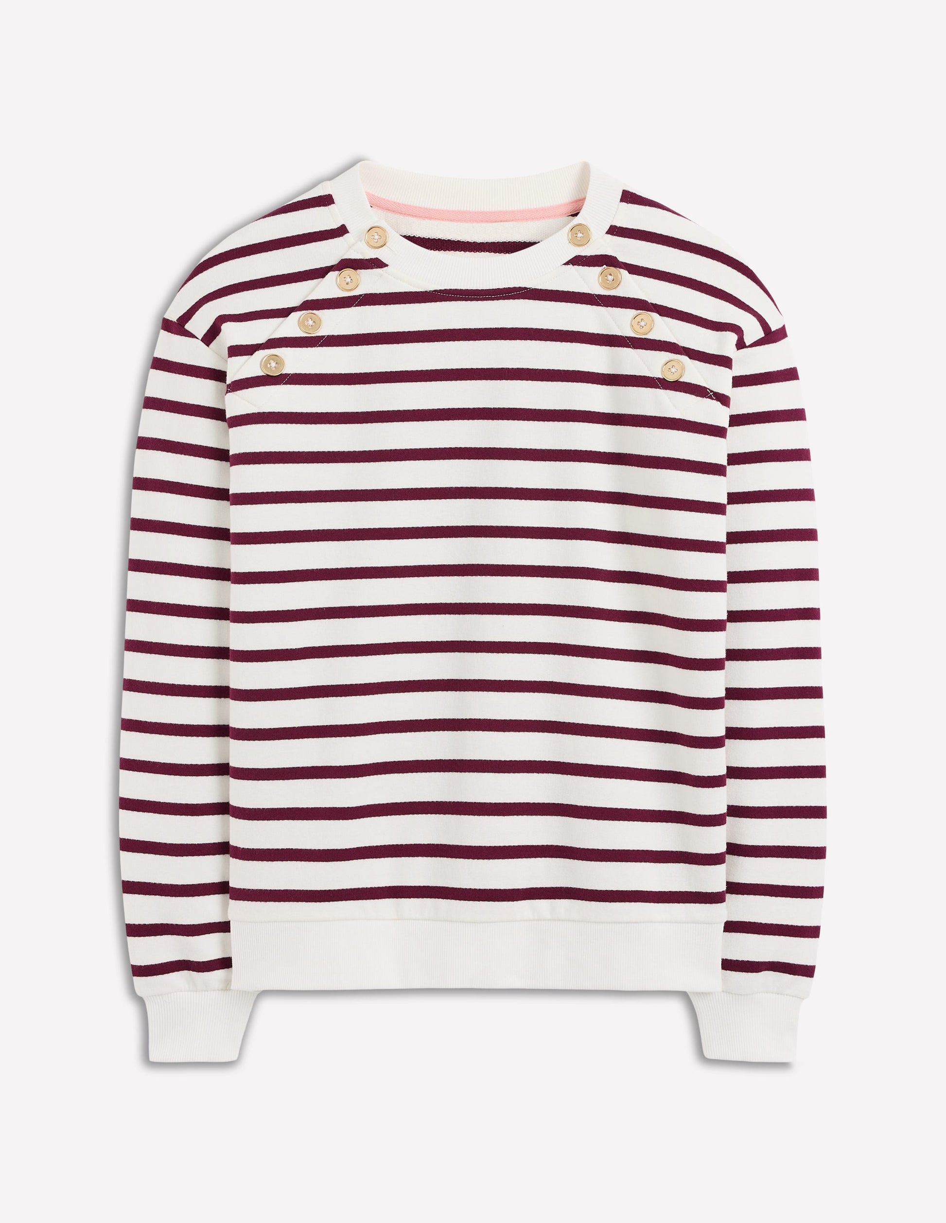 Button Detail Sweatshirt-Deep Wisteria, Ivory-5